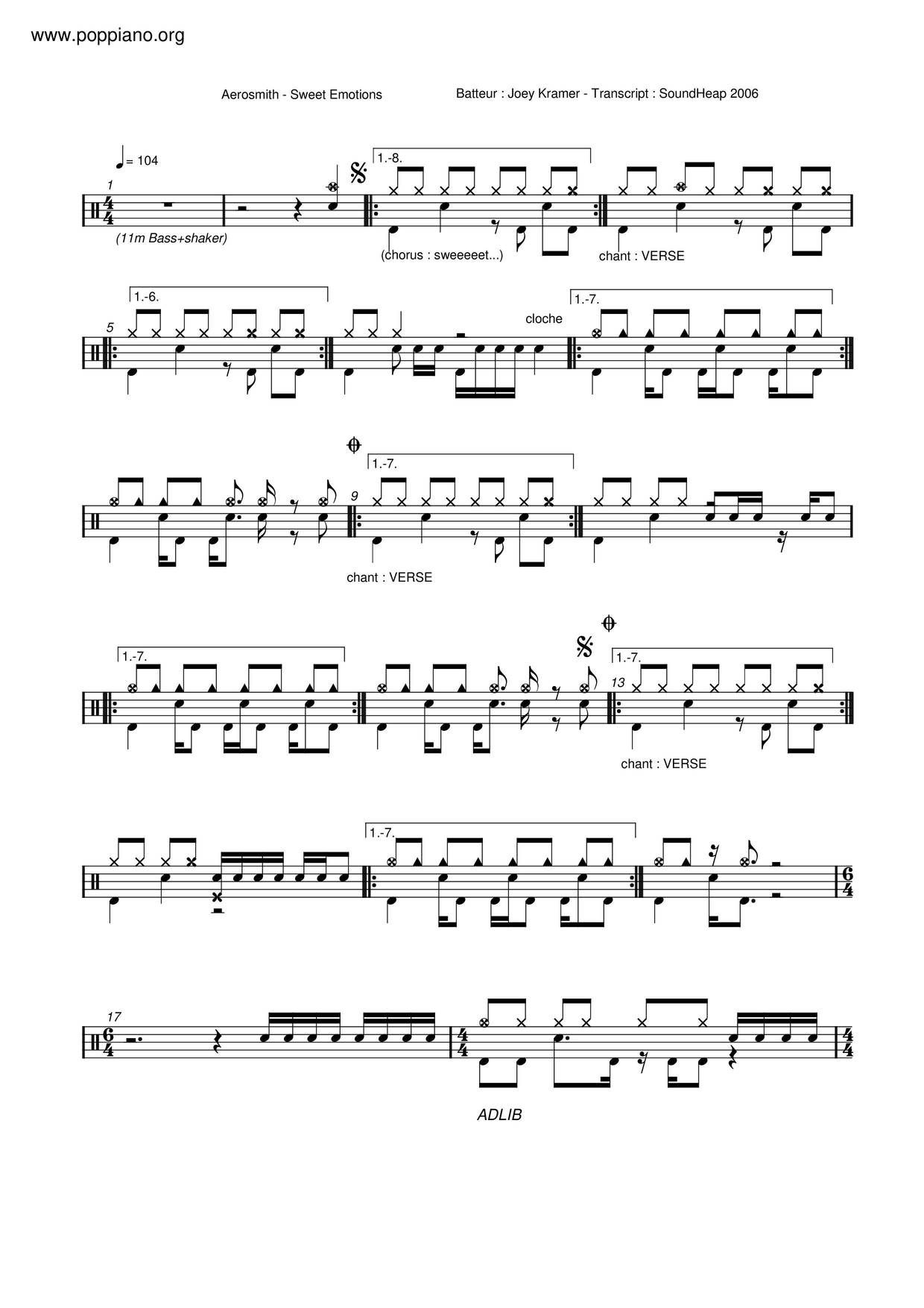 Aerosmith Sweet Emotion Sheet Music Pdf Free Score Download