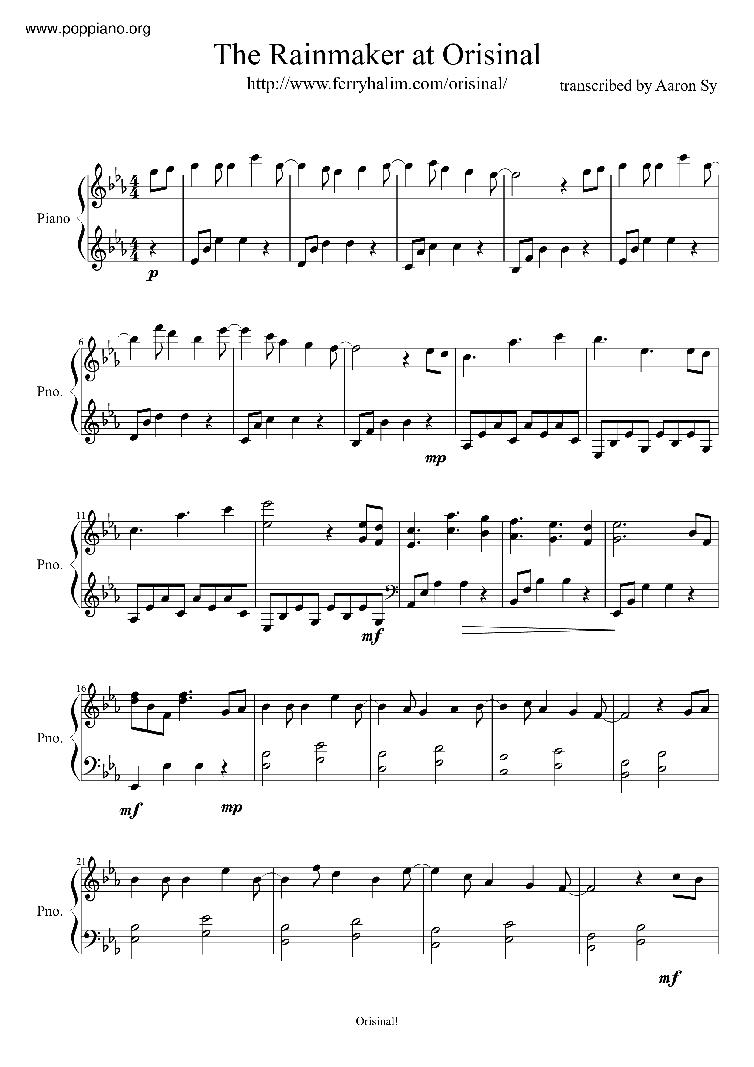 Orisinal The Rainmaker Sheet Music Pdf Free Score Download