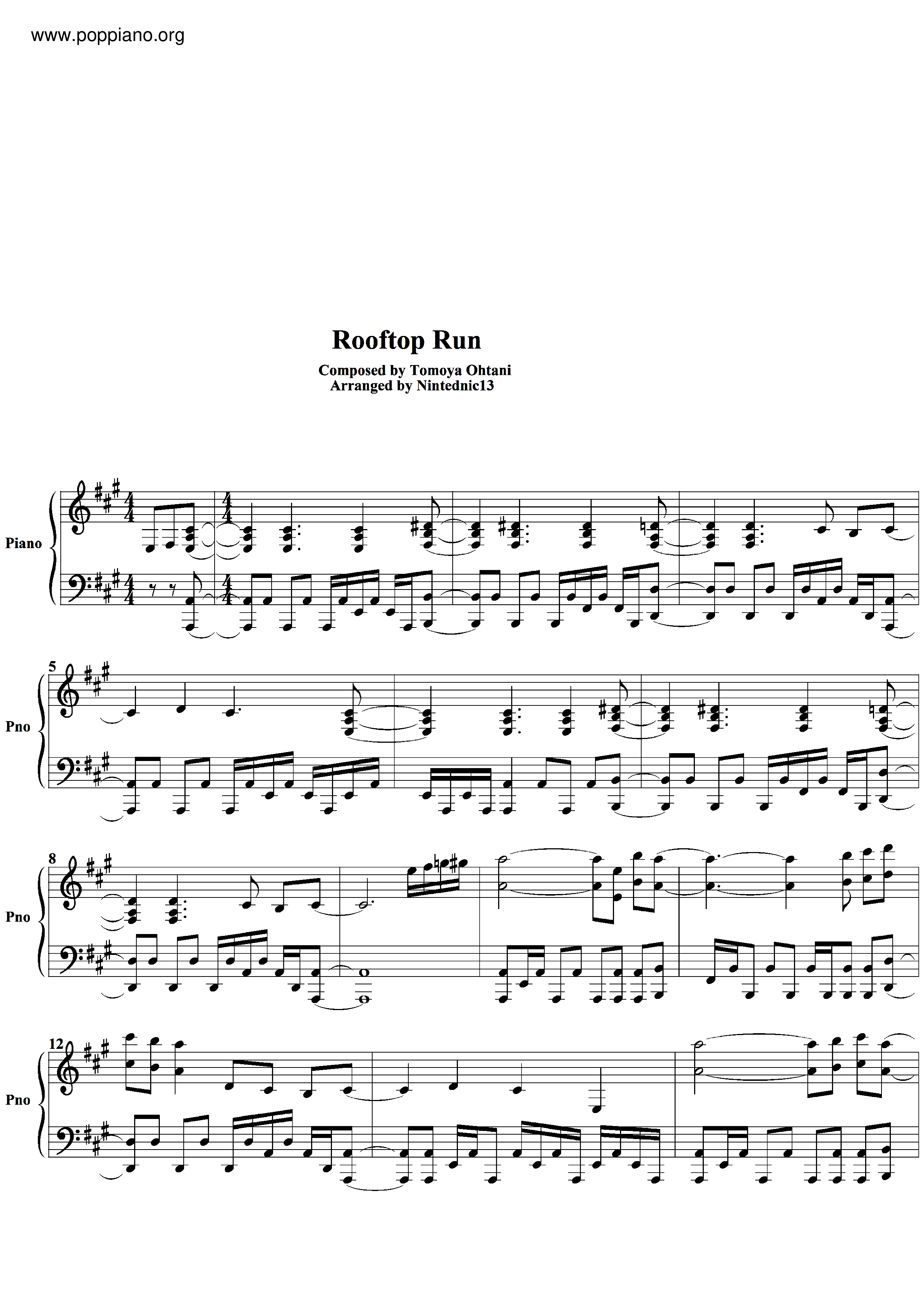 Sonic Generations Rooftop Run ピアノ譜pdf 香港ポップピアノ協会 無料pdf楽譜ダウンロード Gakufu