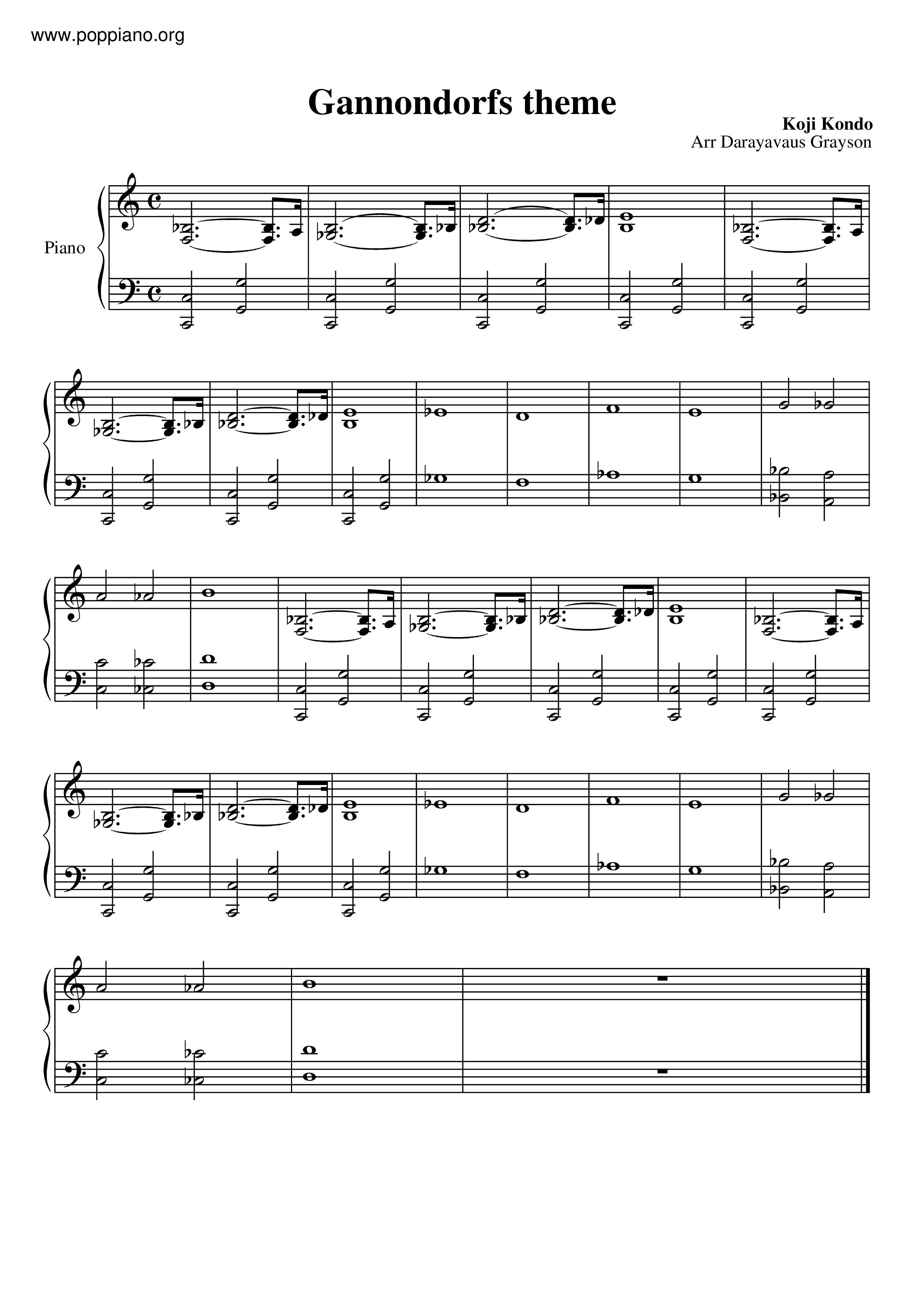 The Legend Of Zelda Ocarina Of Time Gannondorf S Theme Sheet Music Pdf Free Score Download