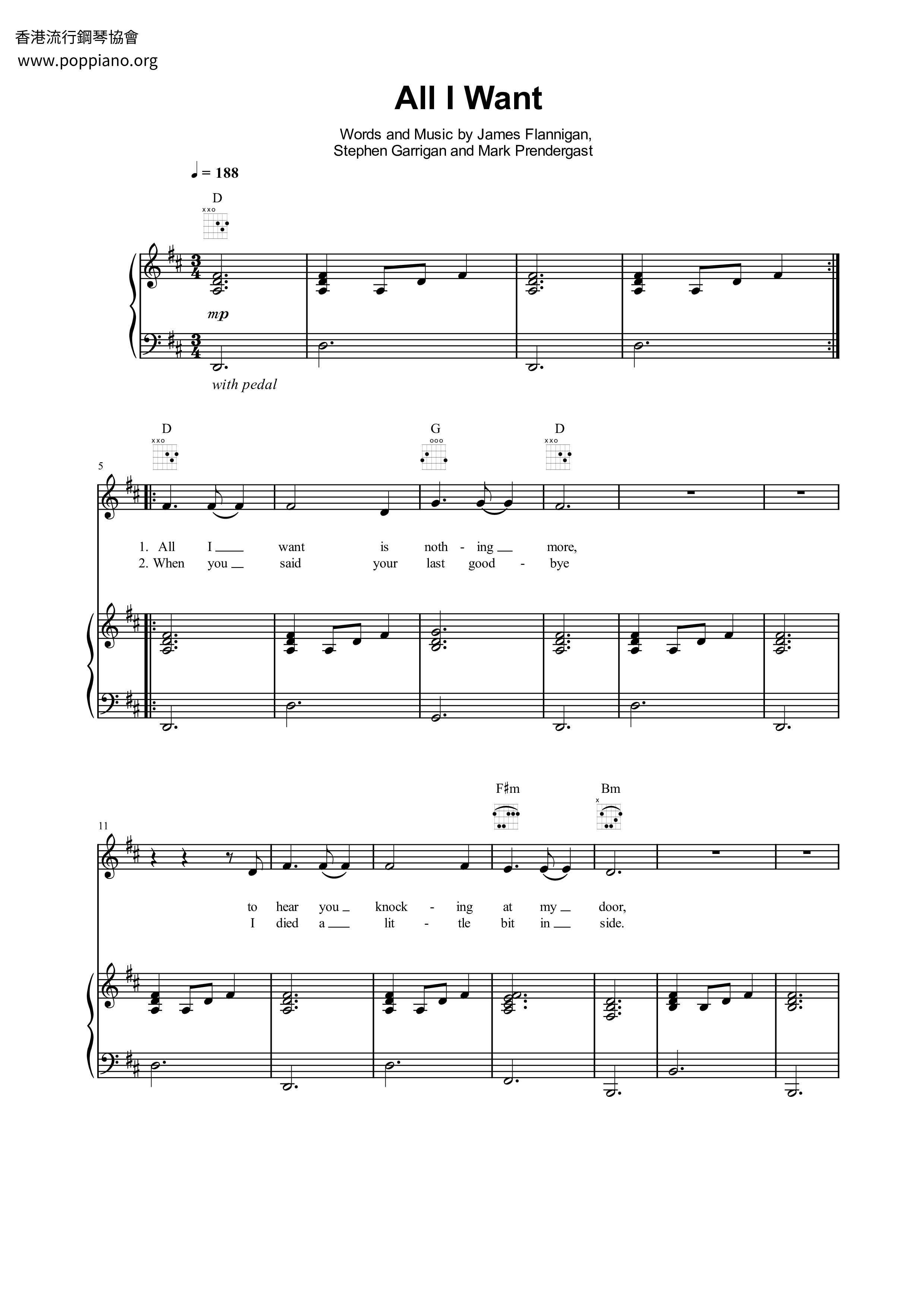 All I Want Sheet Music Piano Score Free Pdf Download Hk Pop Piano