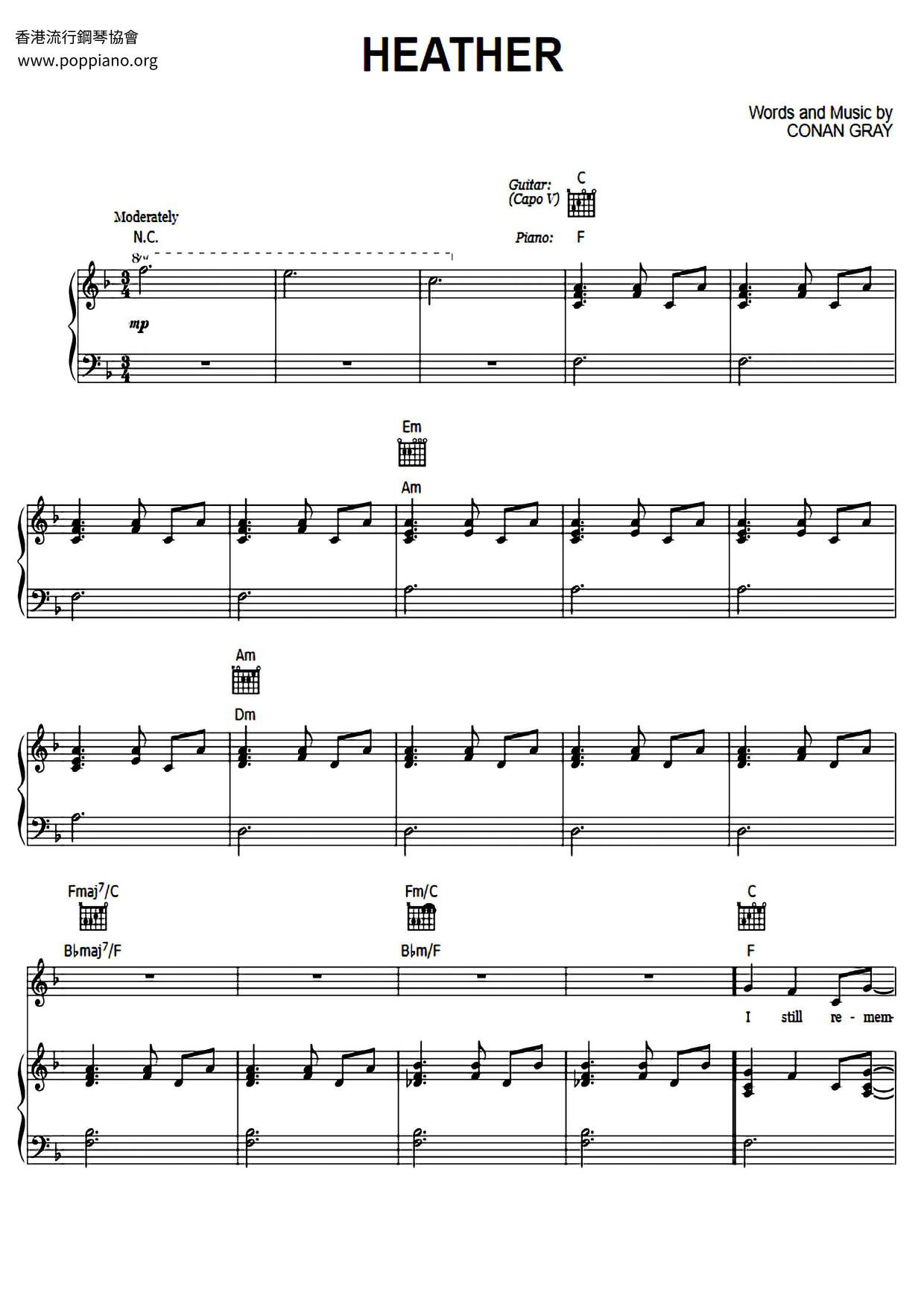 heather guitar sheet music