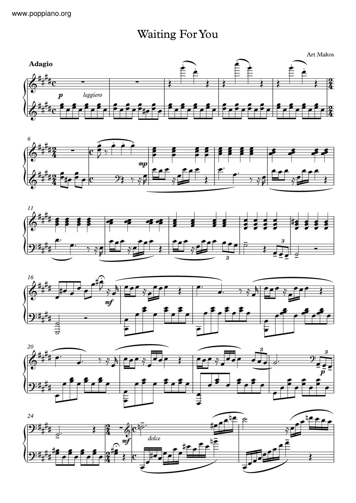 Art Makos Waiting For You Sheet Music Pdf Free Score Download