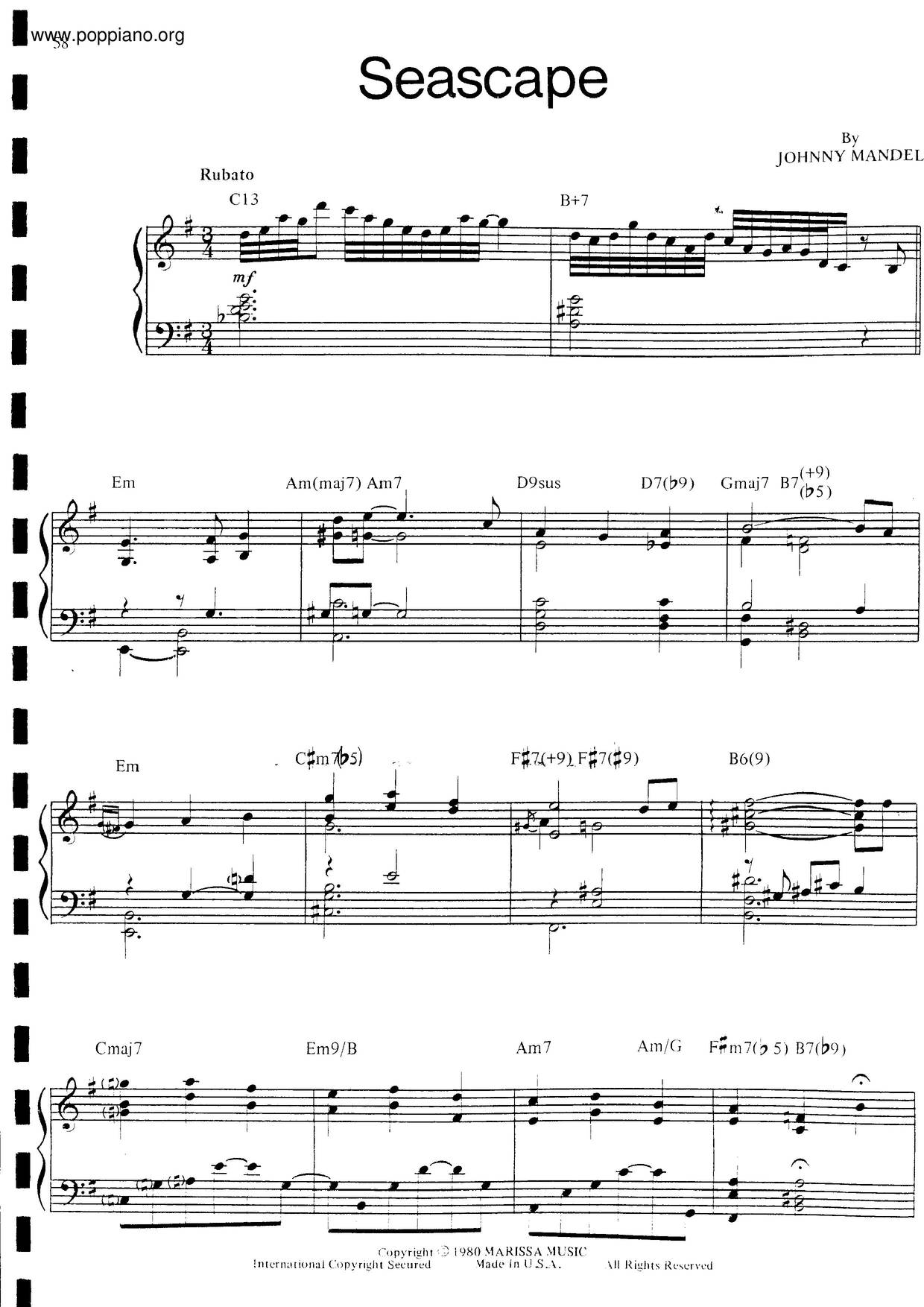 Bill Evans Seascape Sheet Music Pdf Free Score Download