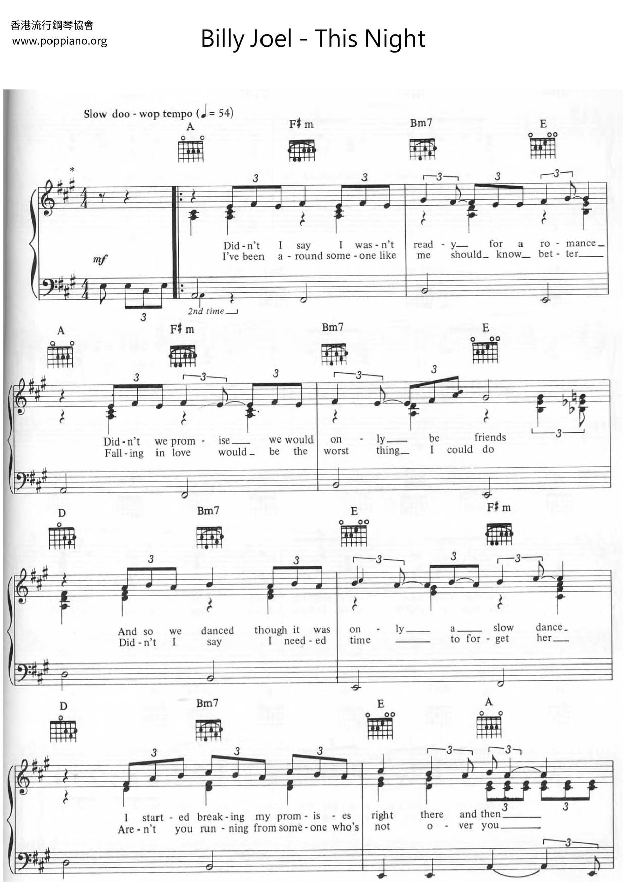 billy joel vienna sheet music