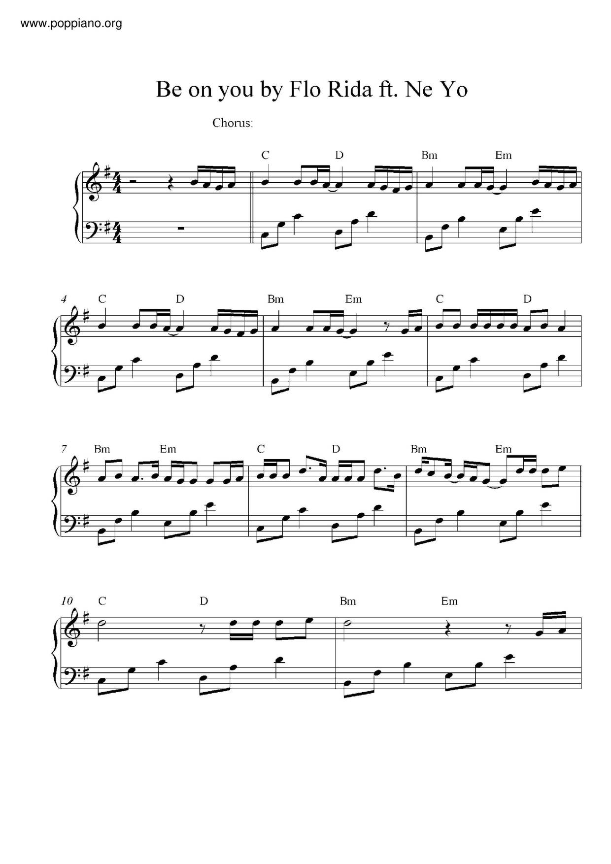 Flo Rida Ne Yo Be On You Sheet Music Pdf Free Score Download