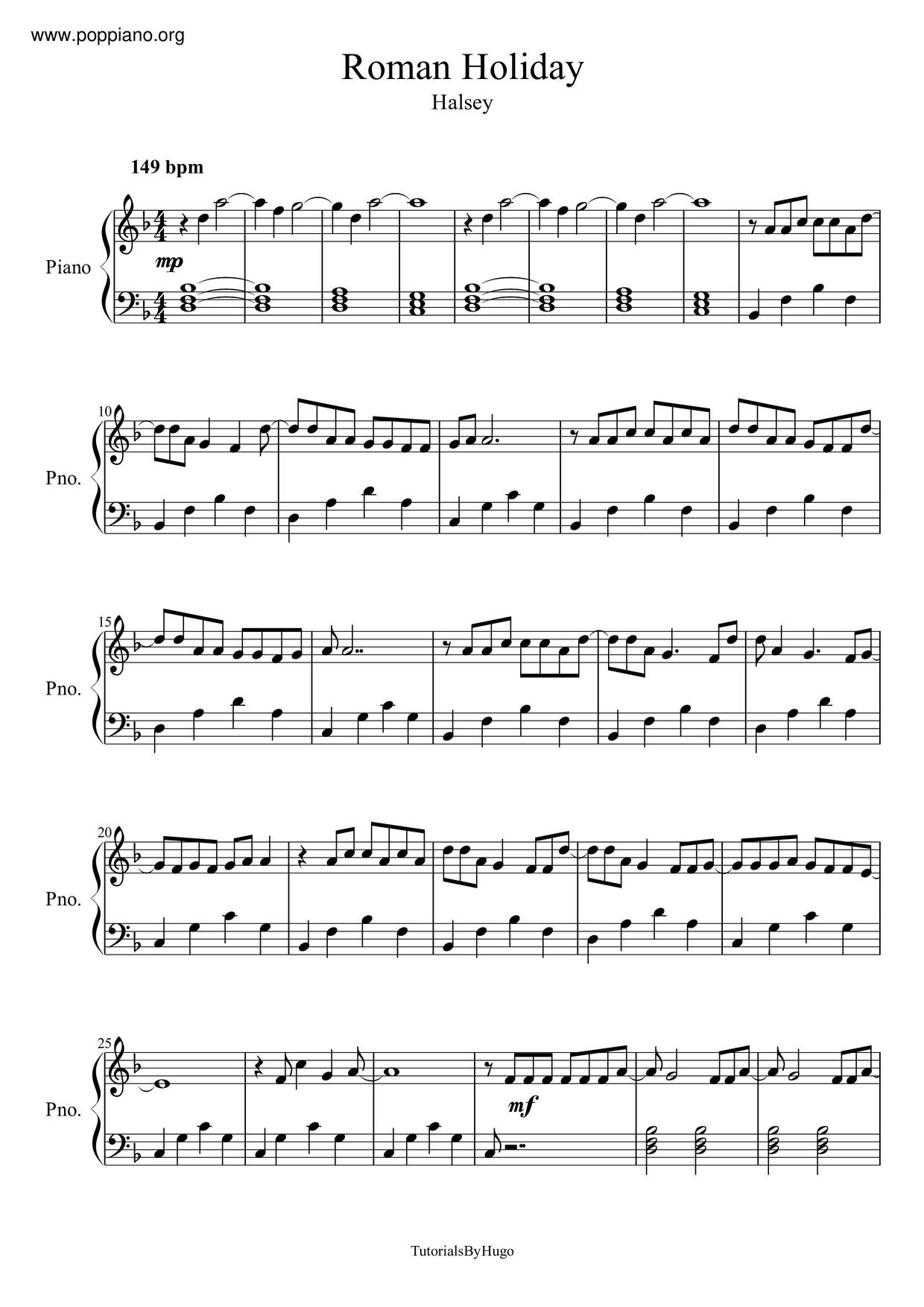 Halsey Roman Holiday Sheet Music Pdf Free Score Download