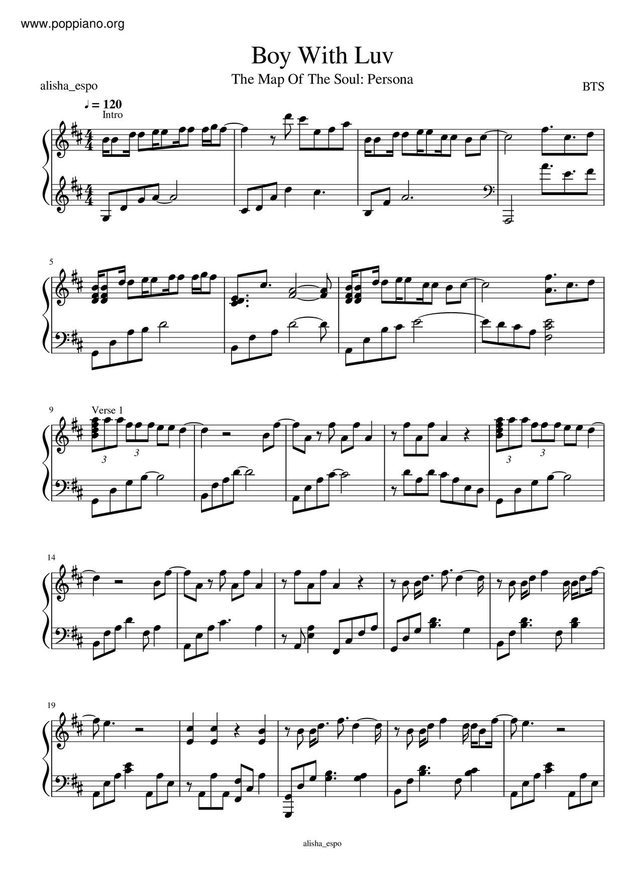 Boy With Luvall Versions Sheet Music Piano Score Free Pdf Download Hk Pop Piano Academy