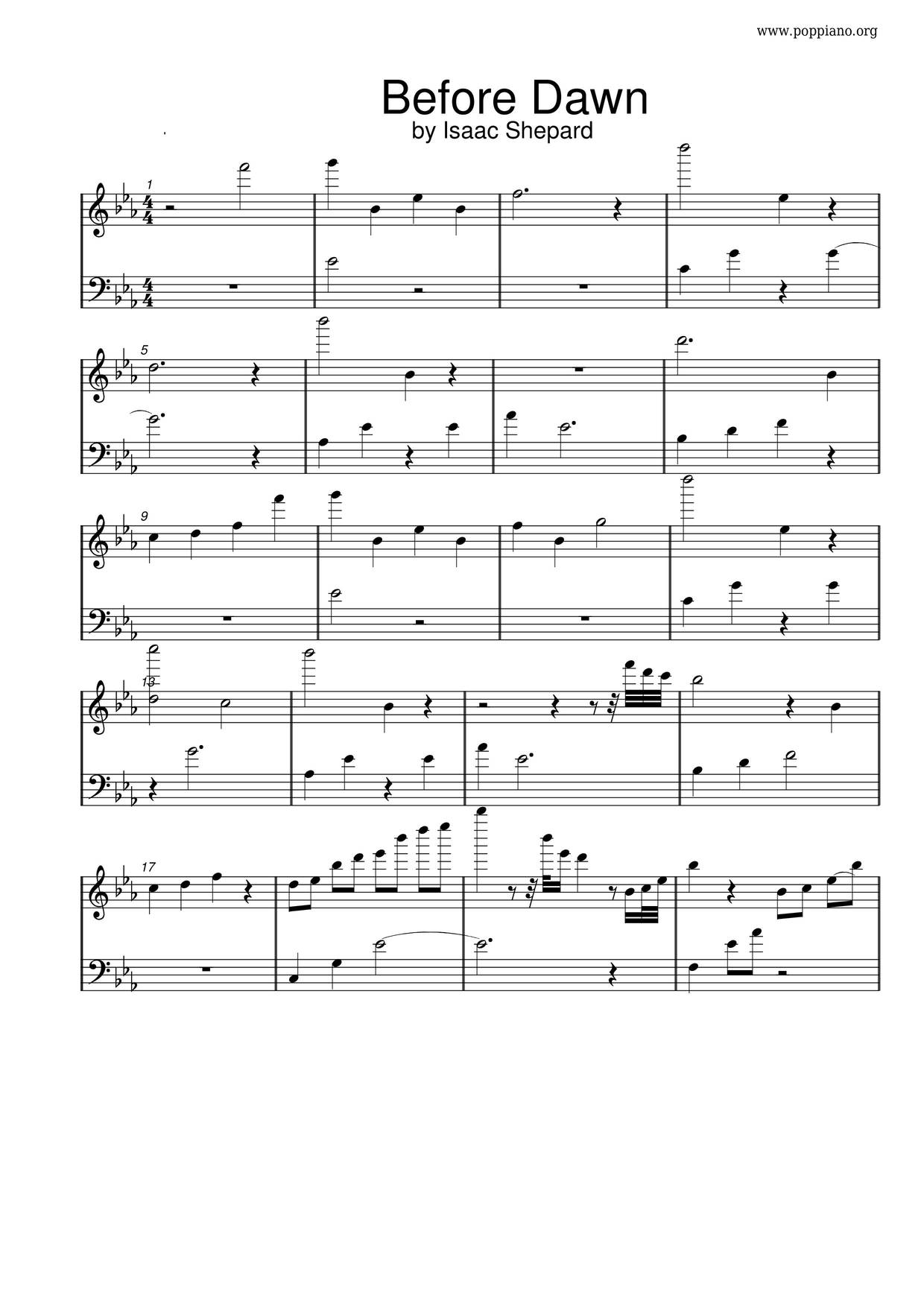 Isaac Shepard Before Dawn Sheet Music Pdf Free Score Download