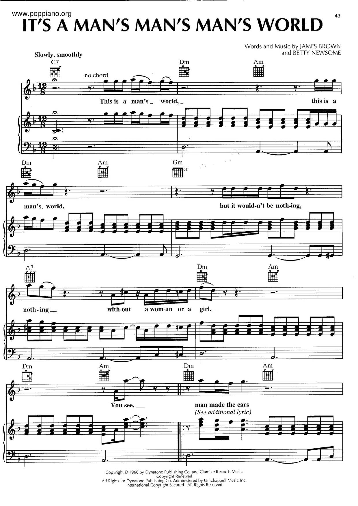 James Brown-It's A Man's Man's Man's World Sheet Music pdf, - Free