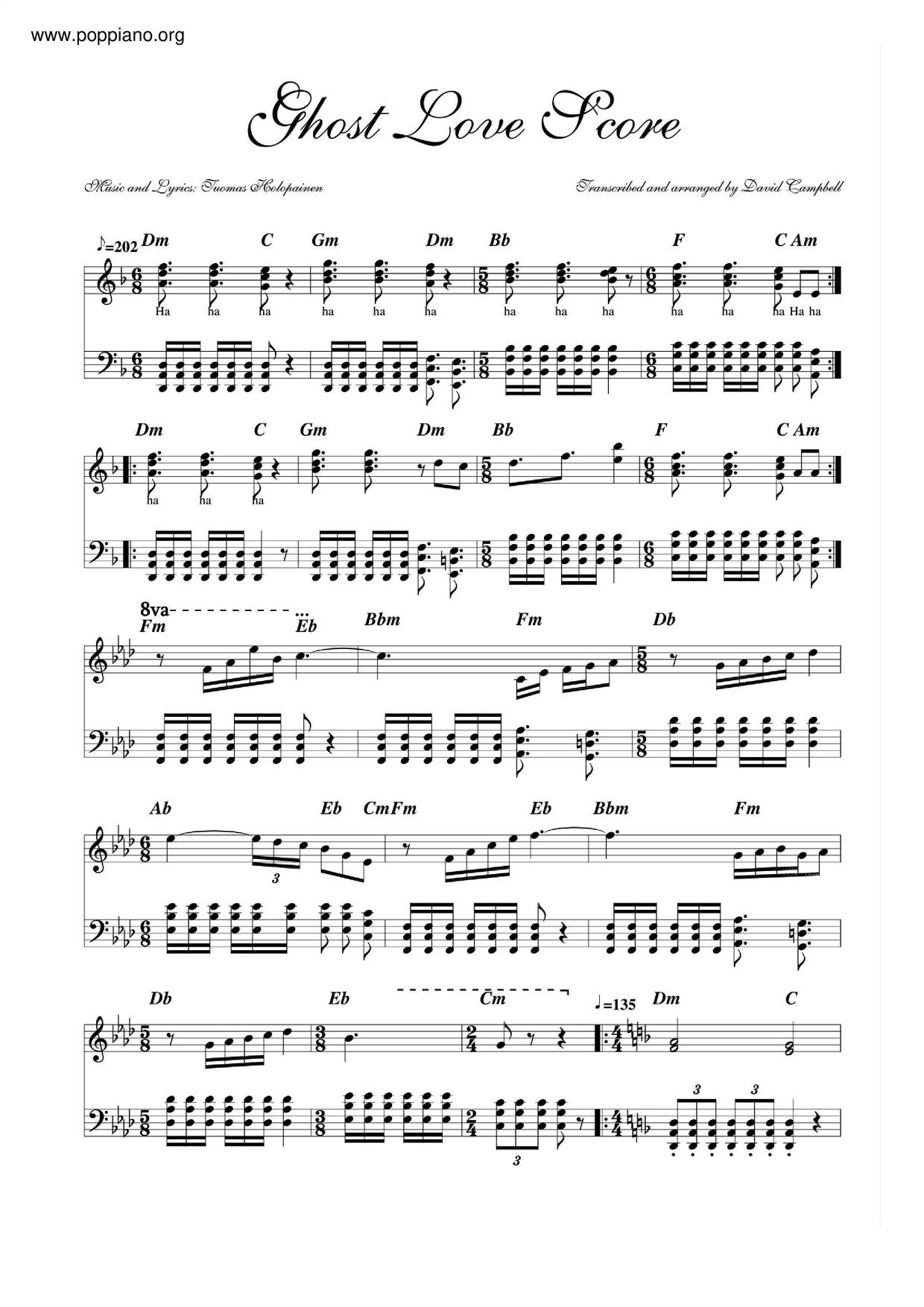 Nightwish Ghost Love Score Sheet Music Pdf Free Score Download 