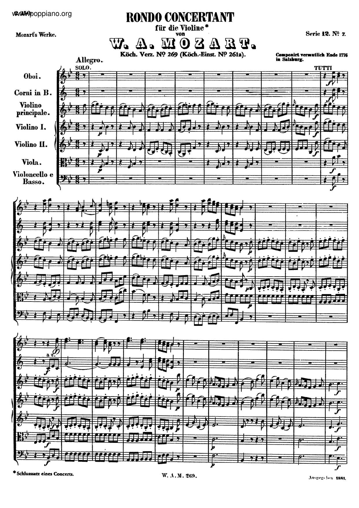 Mozart-Rondo In B-Flat Major, K. 269/261A Sheet Music Pdf, - Free Score ...