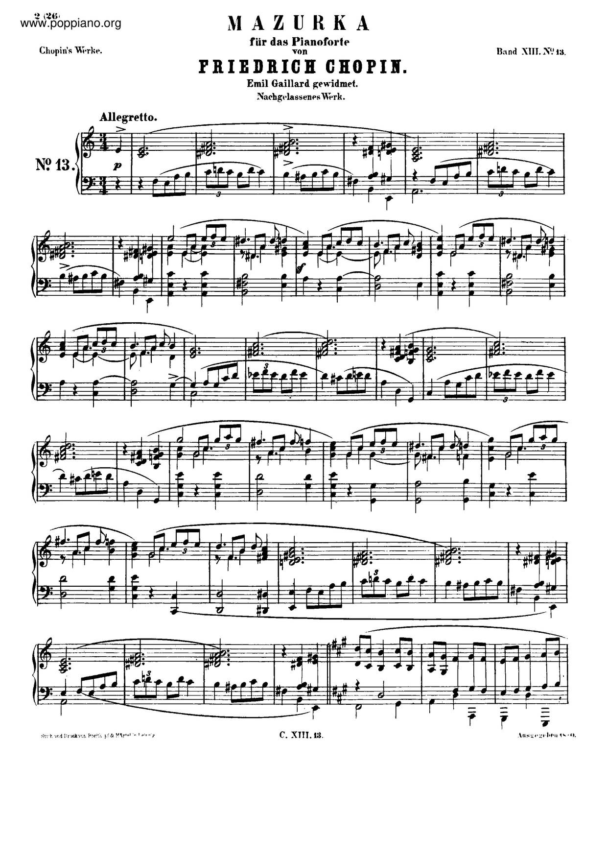 Chopin-Mazurka In A Minor, B. 140 Sheet Music Pdf, - Free Score Download ★