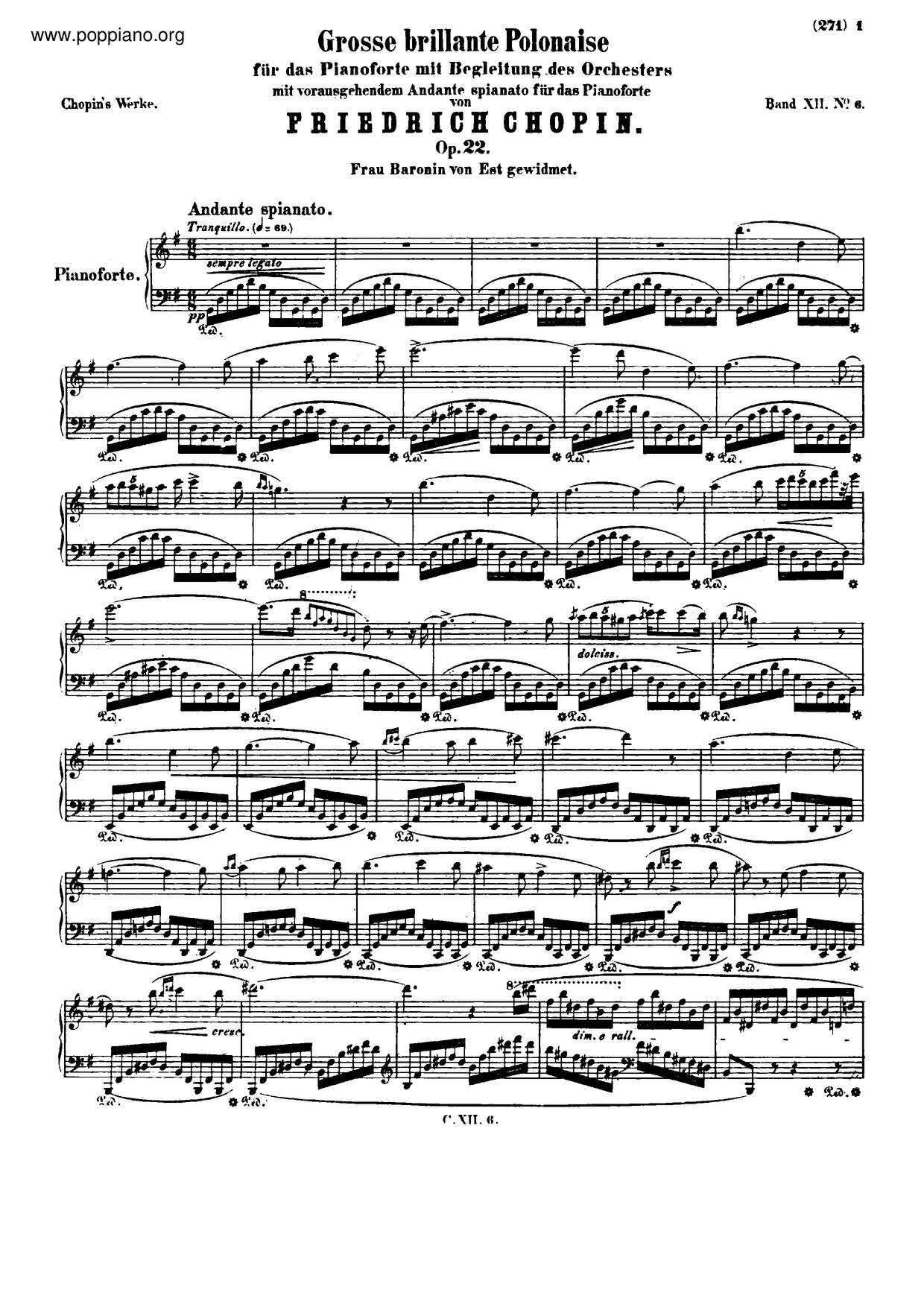 Chopin-Andante Spianato And Grande Polonaise Brillante, Op. 22 Sheet ...