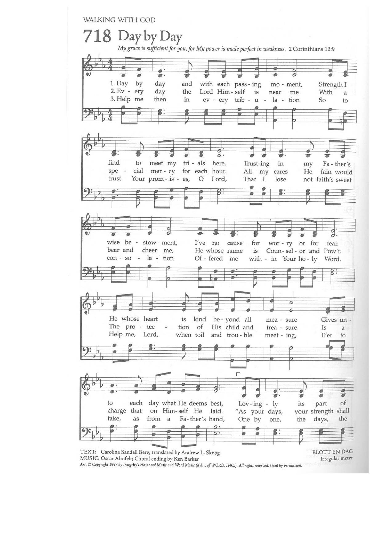 Hymn-Day By Day Sheet Music pdf, - Free Score Download ★