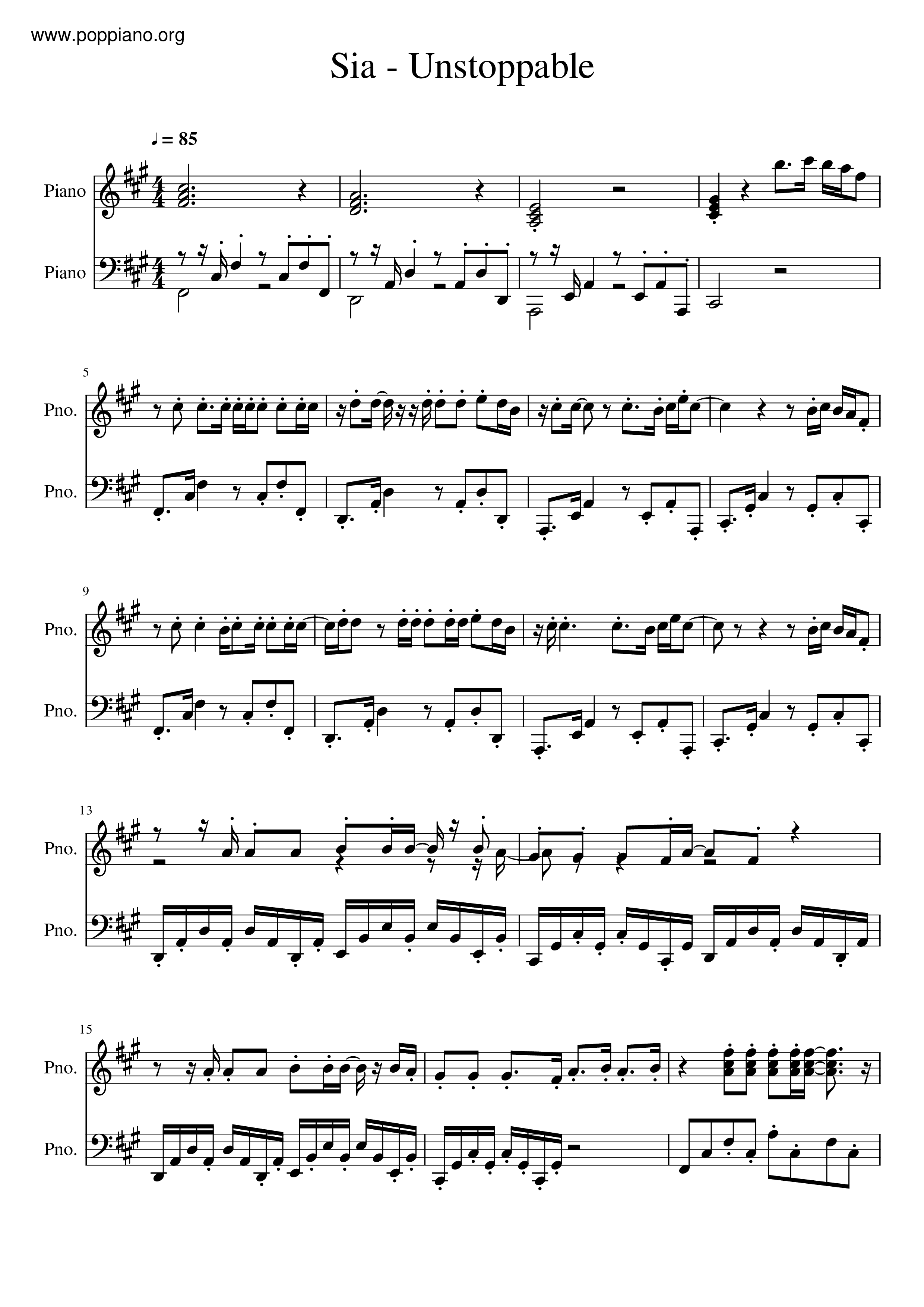 Unstoppable Sheet Music Piano Score Free PDF Download HK Pop