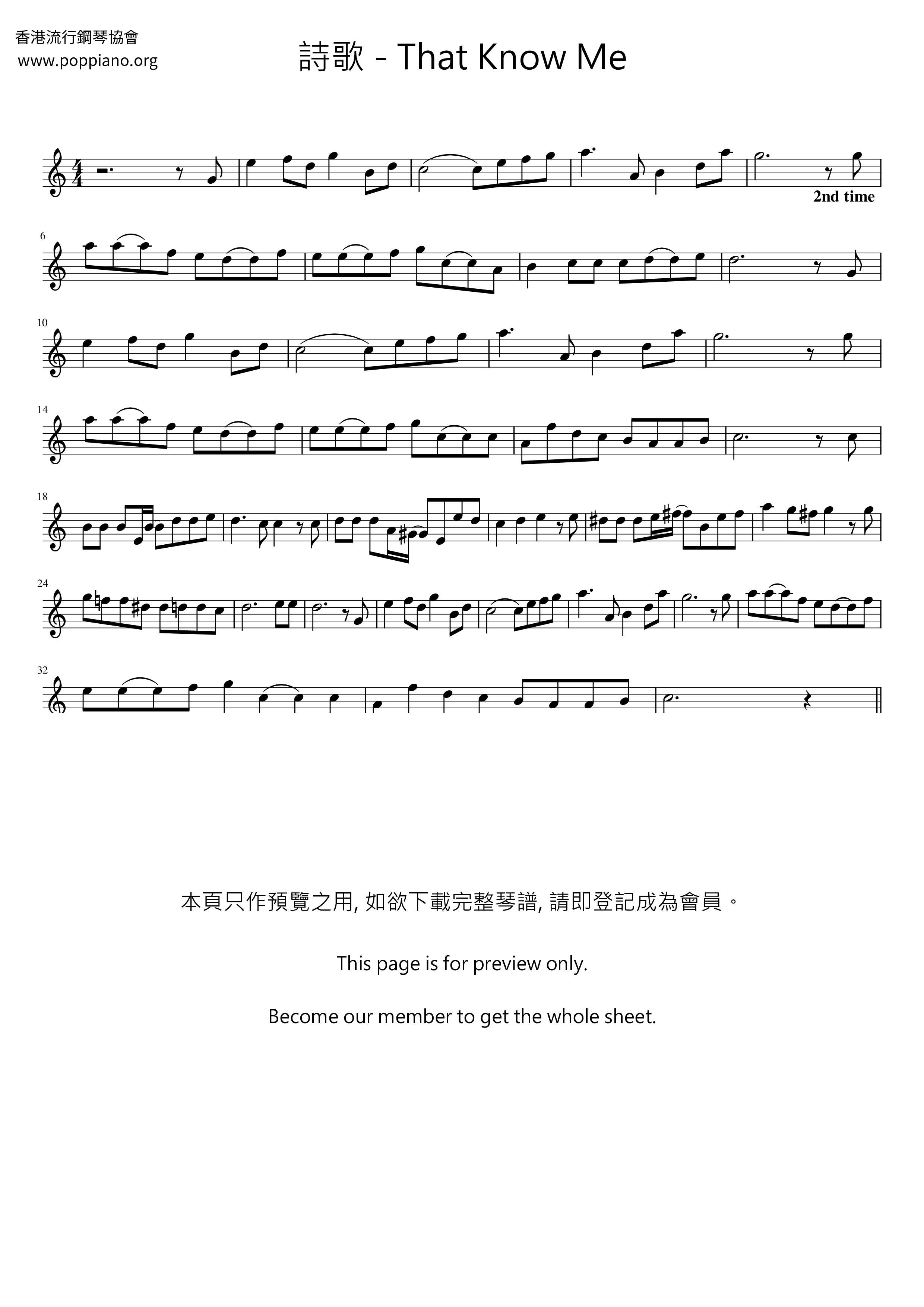 That Know Me琴譜