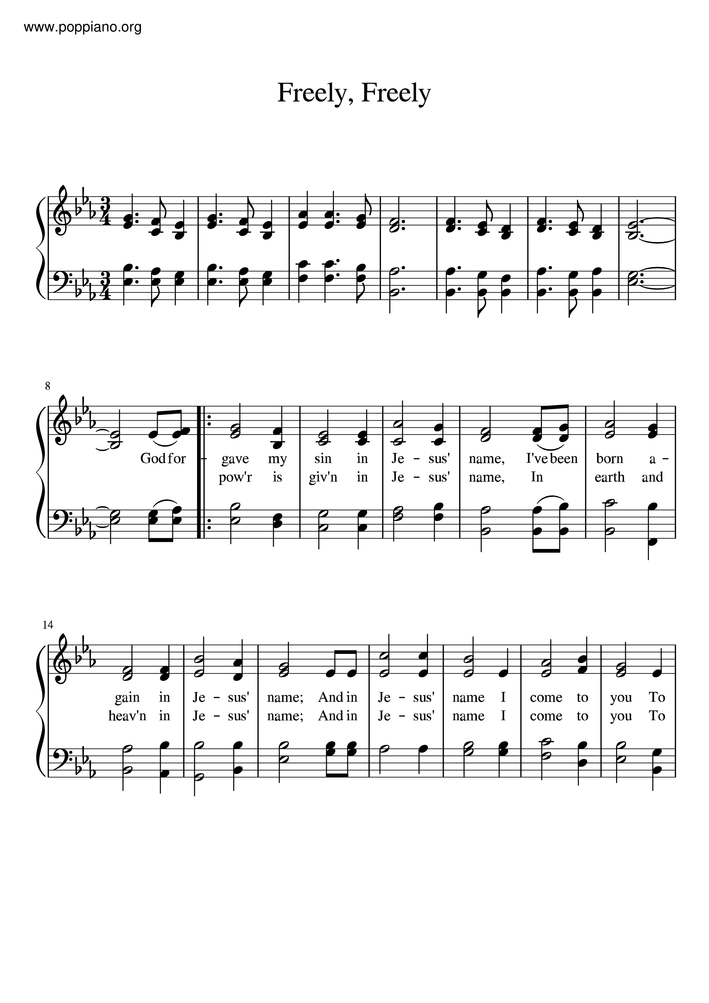 Hymn Freely Freely Sheet Music Pdf Free Score Download 