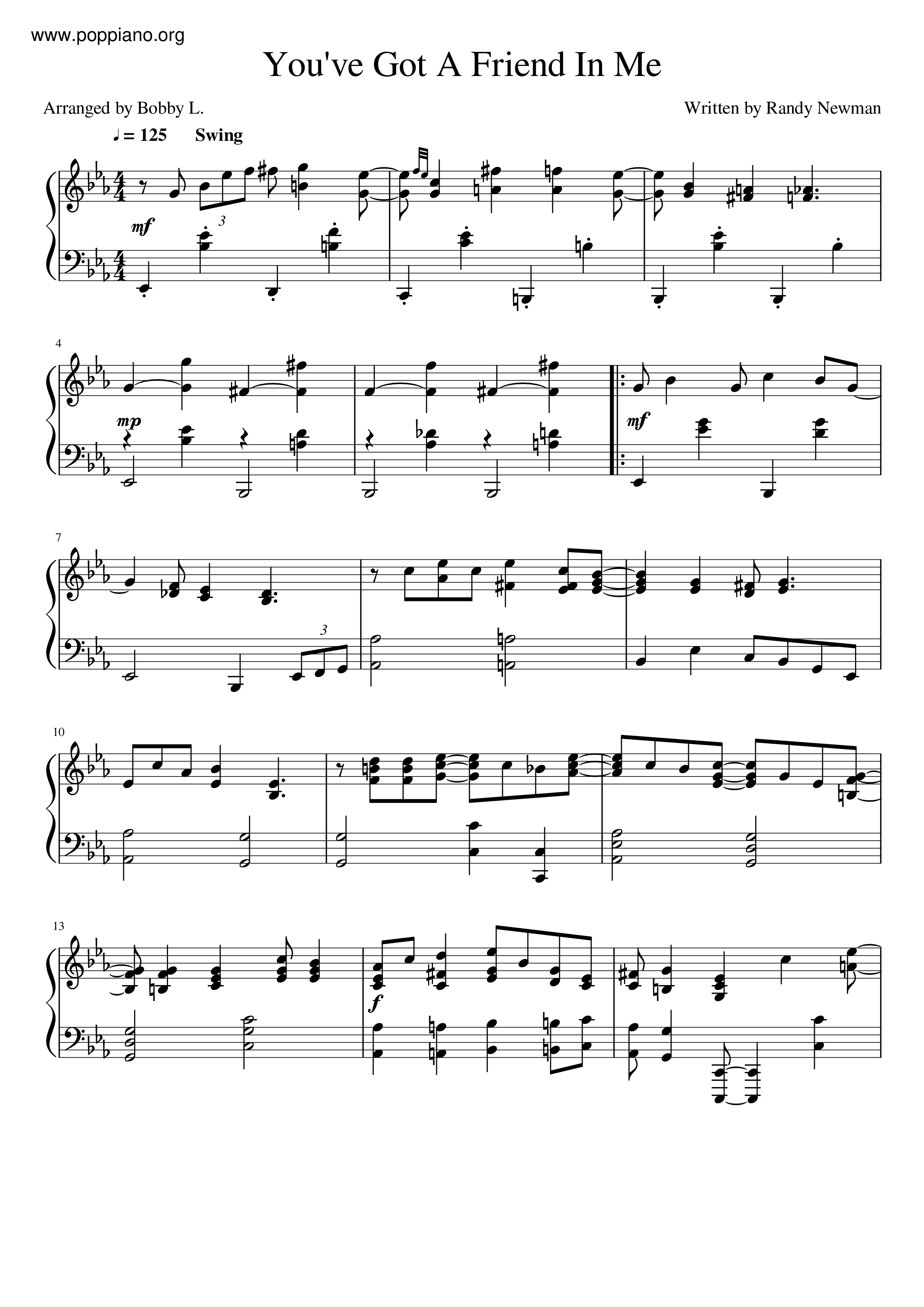 Movie Soundtrack Toy Story You Ve Got A Friend In Me Sheet Music Pdf Free Score Download