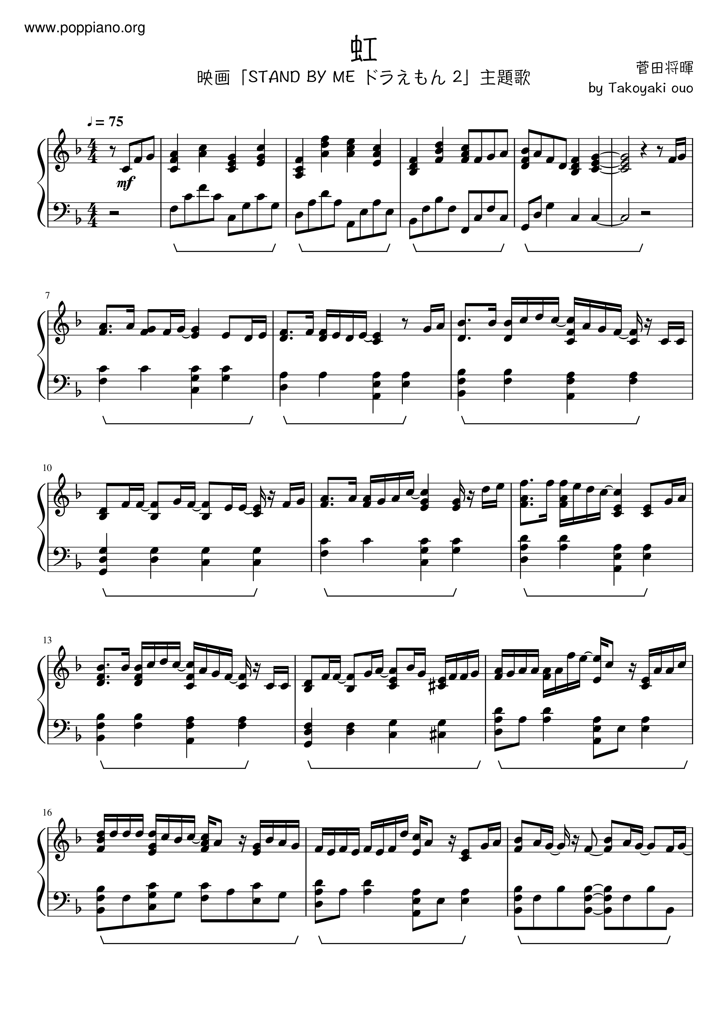 哆啦a梦伴我同行2 虹 Sheet Music Piano Score Free Pdf Download Hk Pop Piano Academy