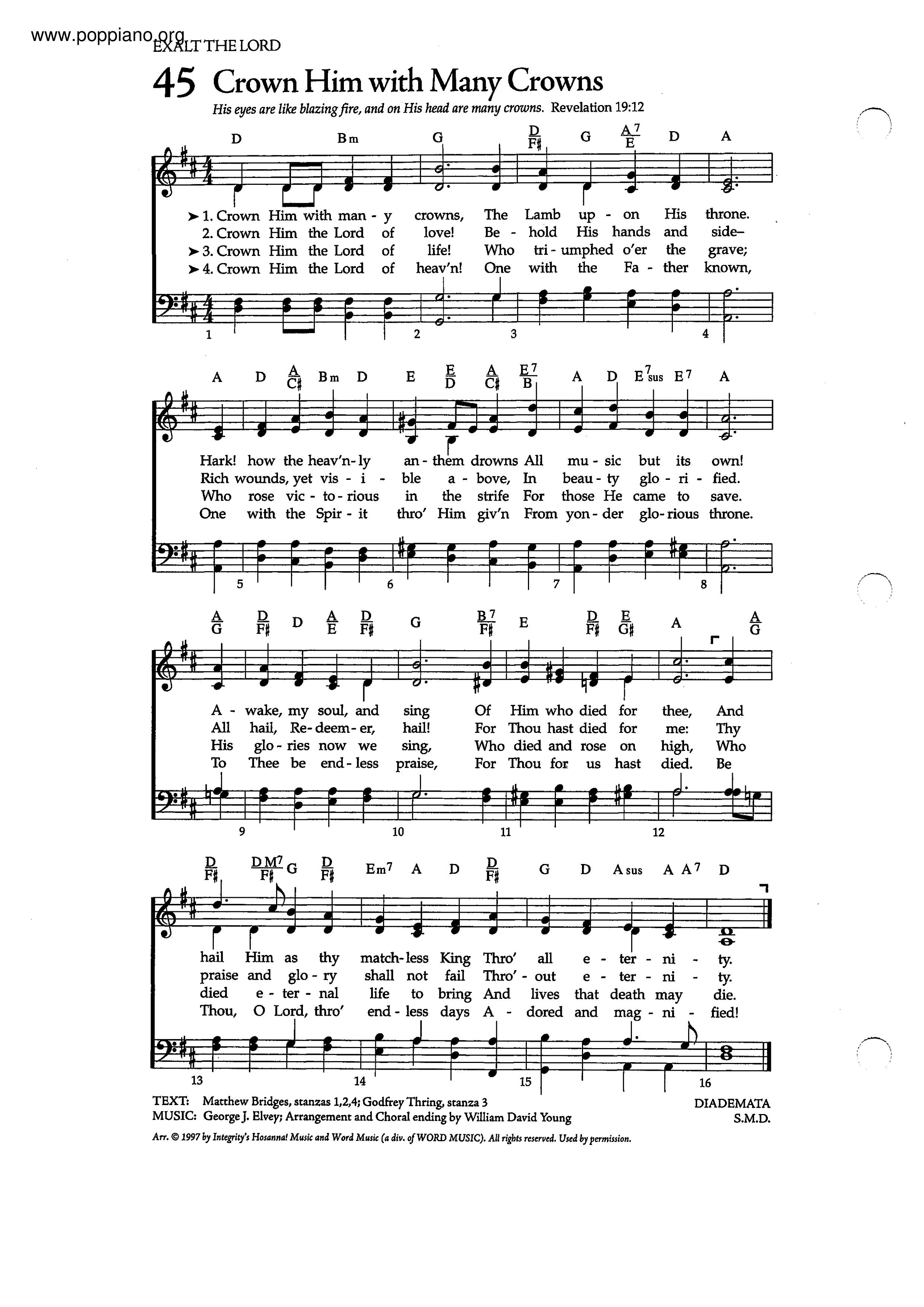 Hymn Crown Him With Many Crowns Sheet Music Pdf Free Score Download ★