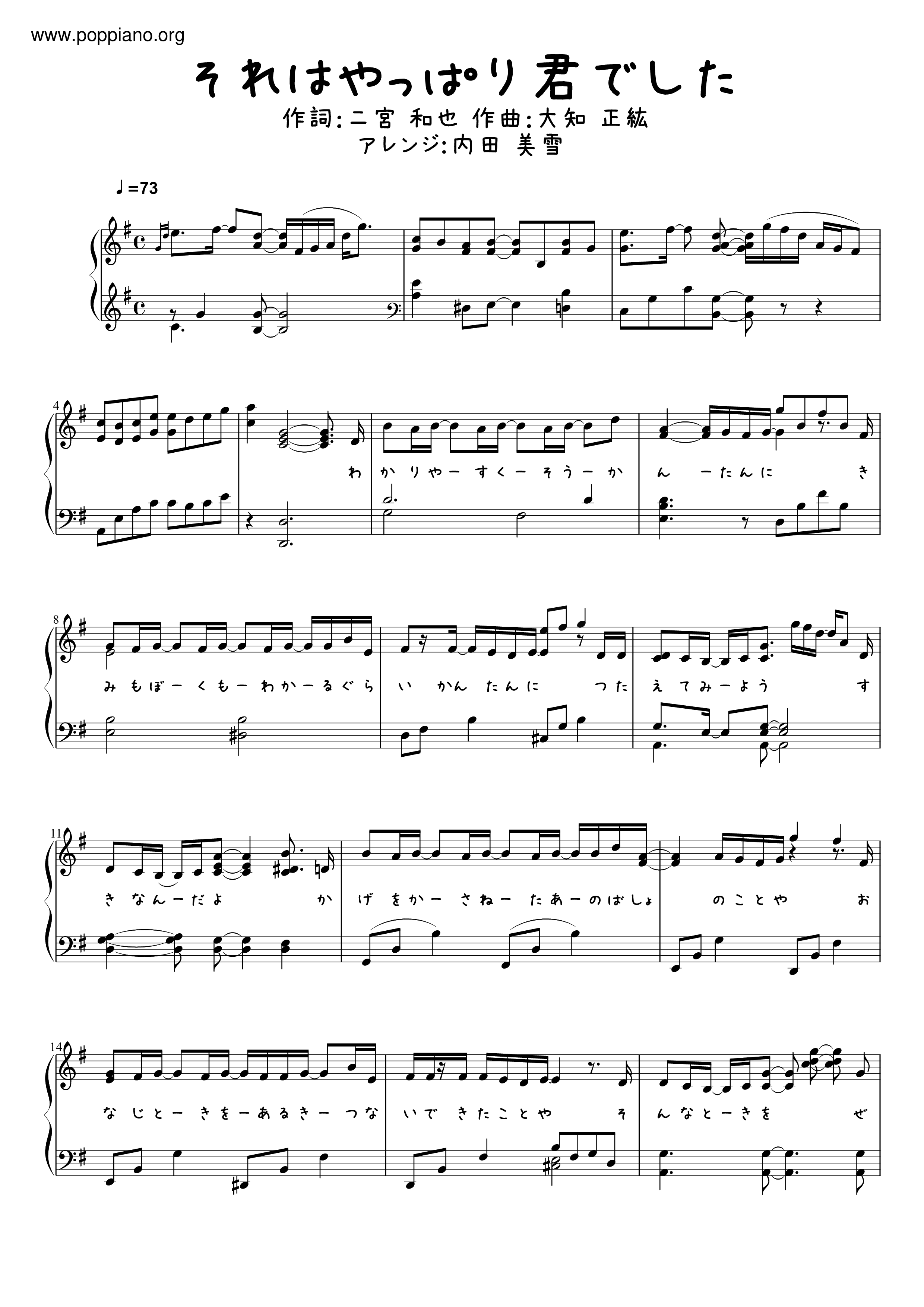 Sore Wa Yappari Kimi Deshita Score