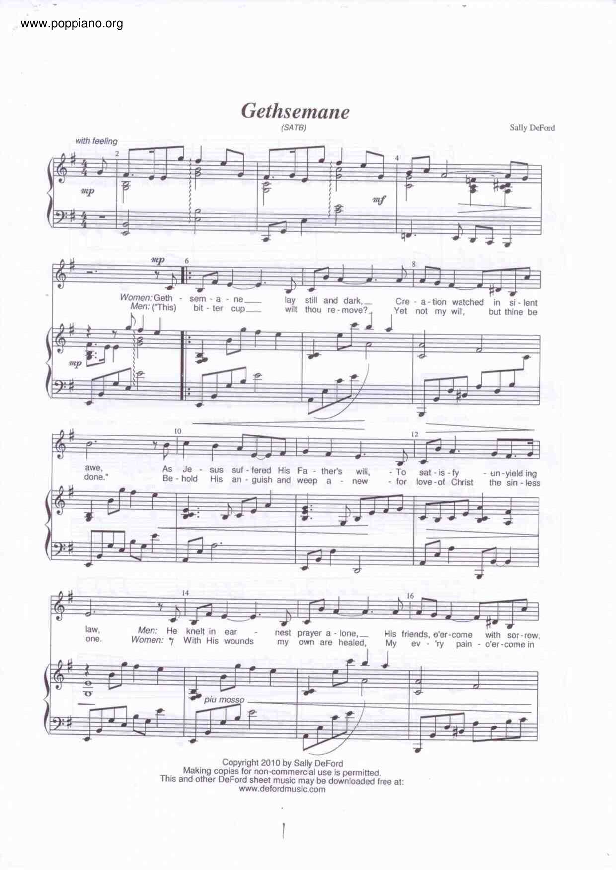 ★ 詩歌Gethsemane Sheet Music pdf, Free Score Download