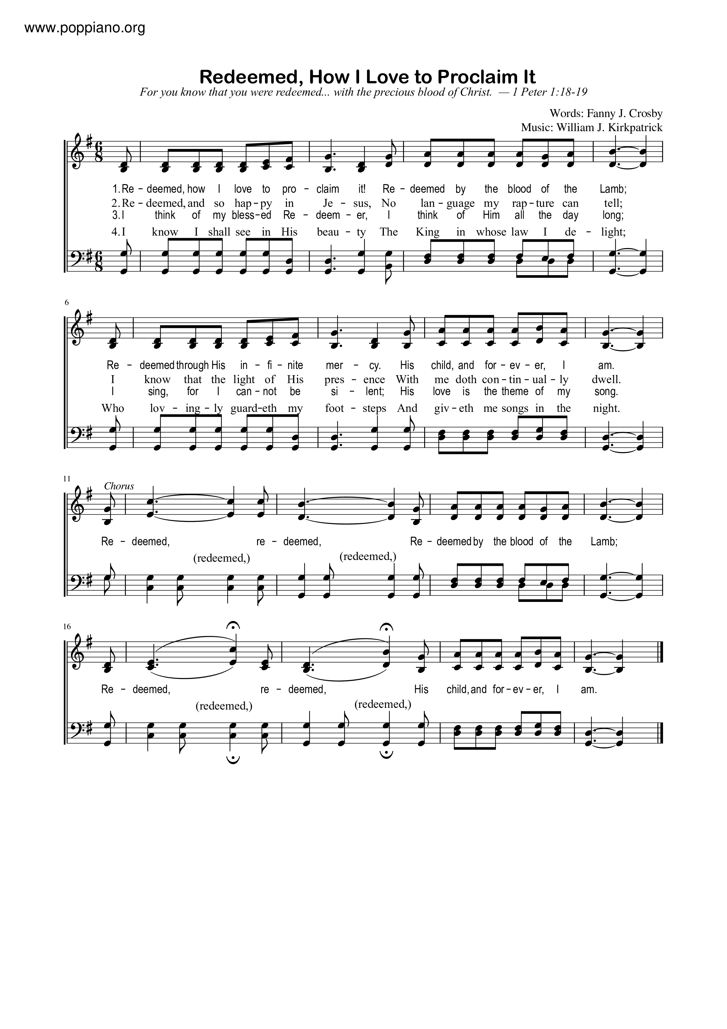 hymn-redeemed-how-i-love-to-proclaim-it-sheet-music-pdf-free-score