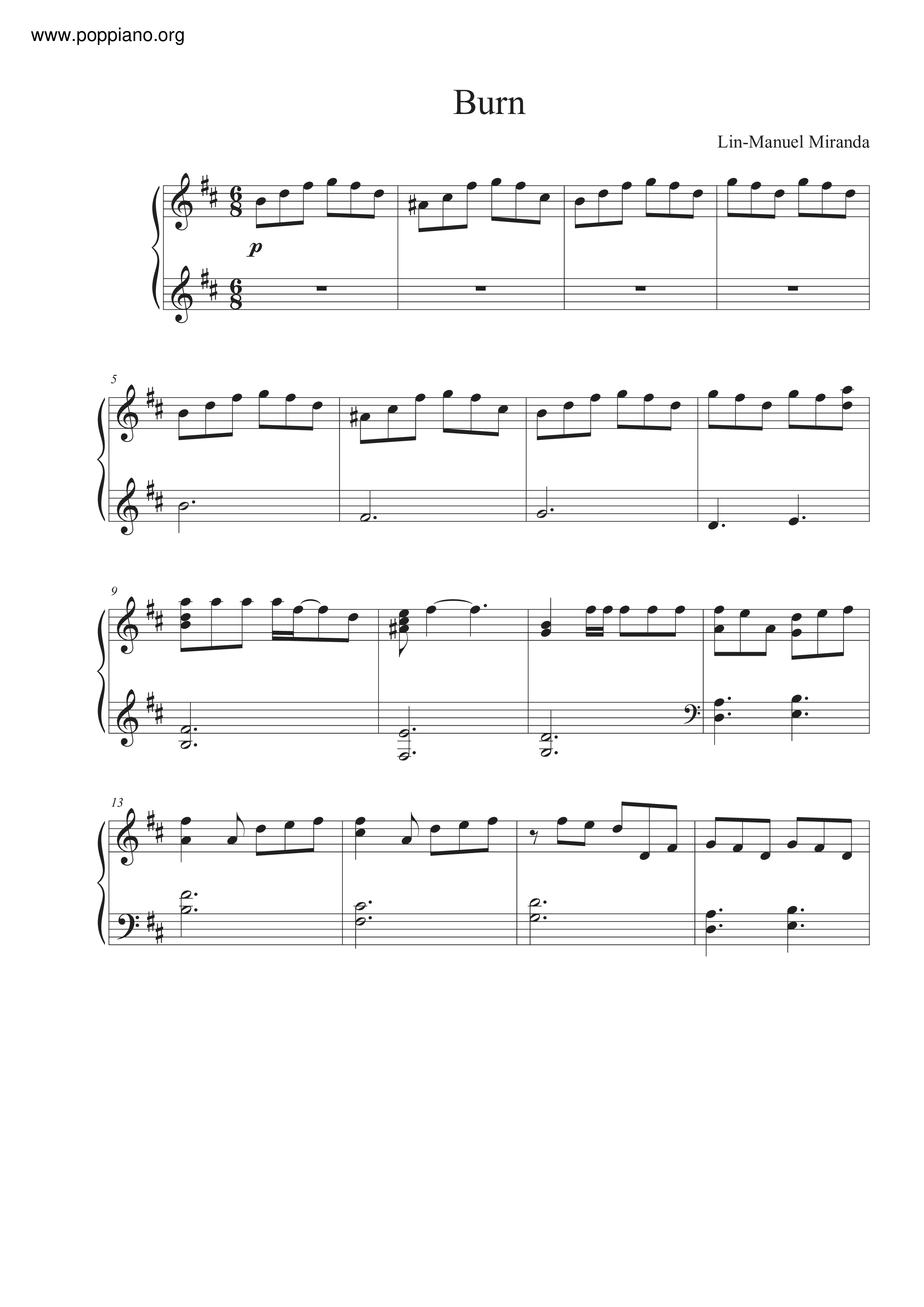 Hamilton - Burn琴譜