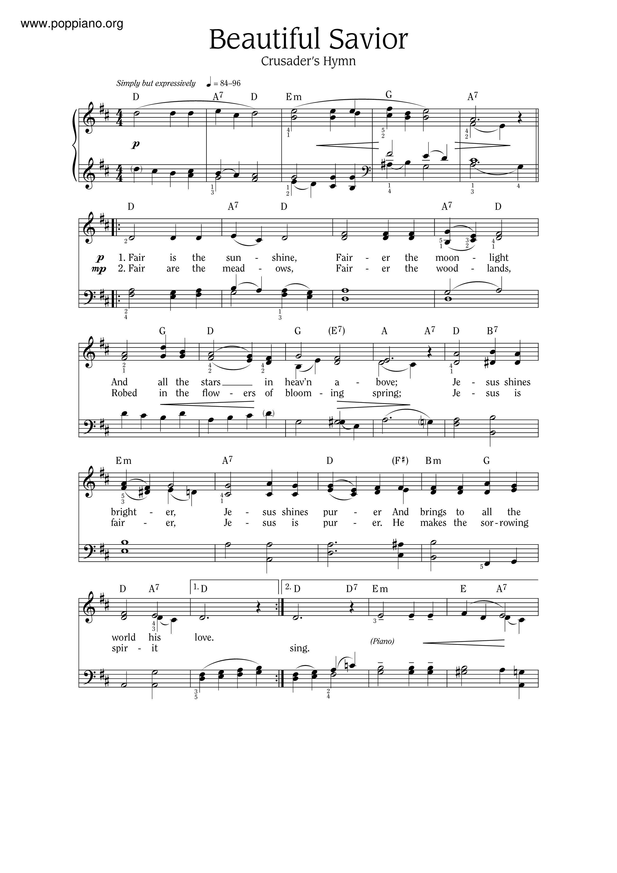 HymnBeautiful Savior Sheet Music pdf, Free Score Download ★