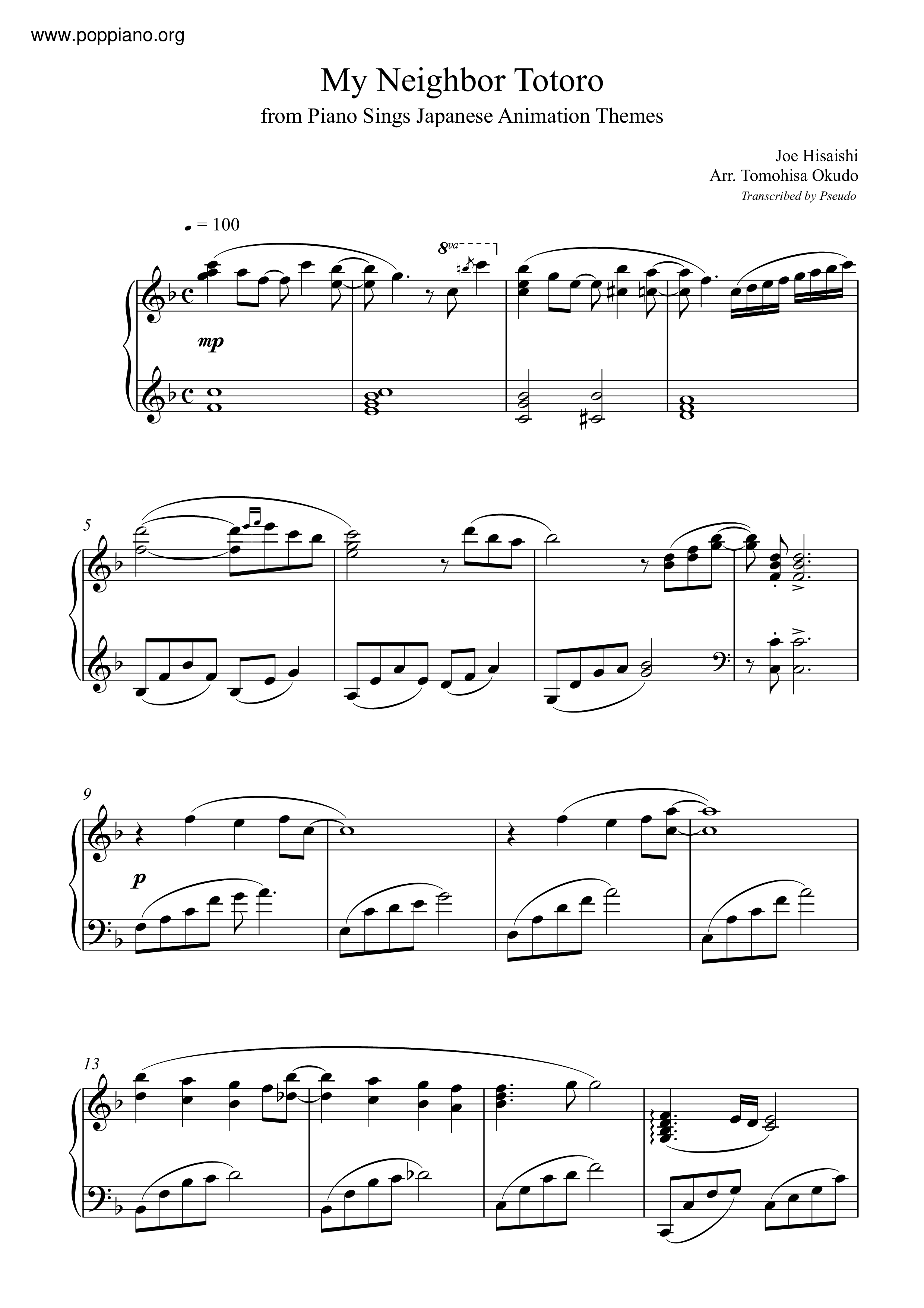 Joe Hisaish My Neighbor Totoro Sheet Music Pdf となりのトトロ 楽譜 ひさいしじょう Free Score Download