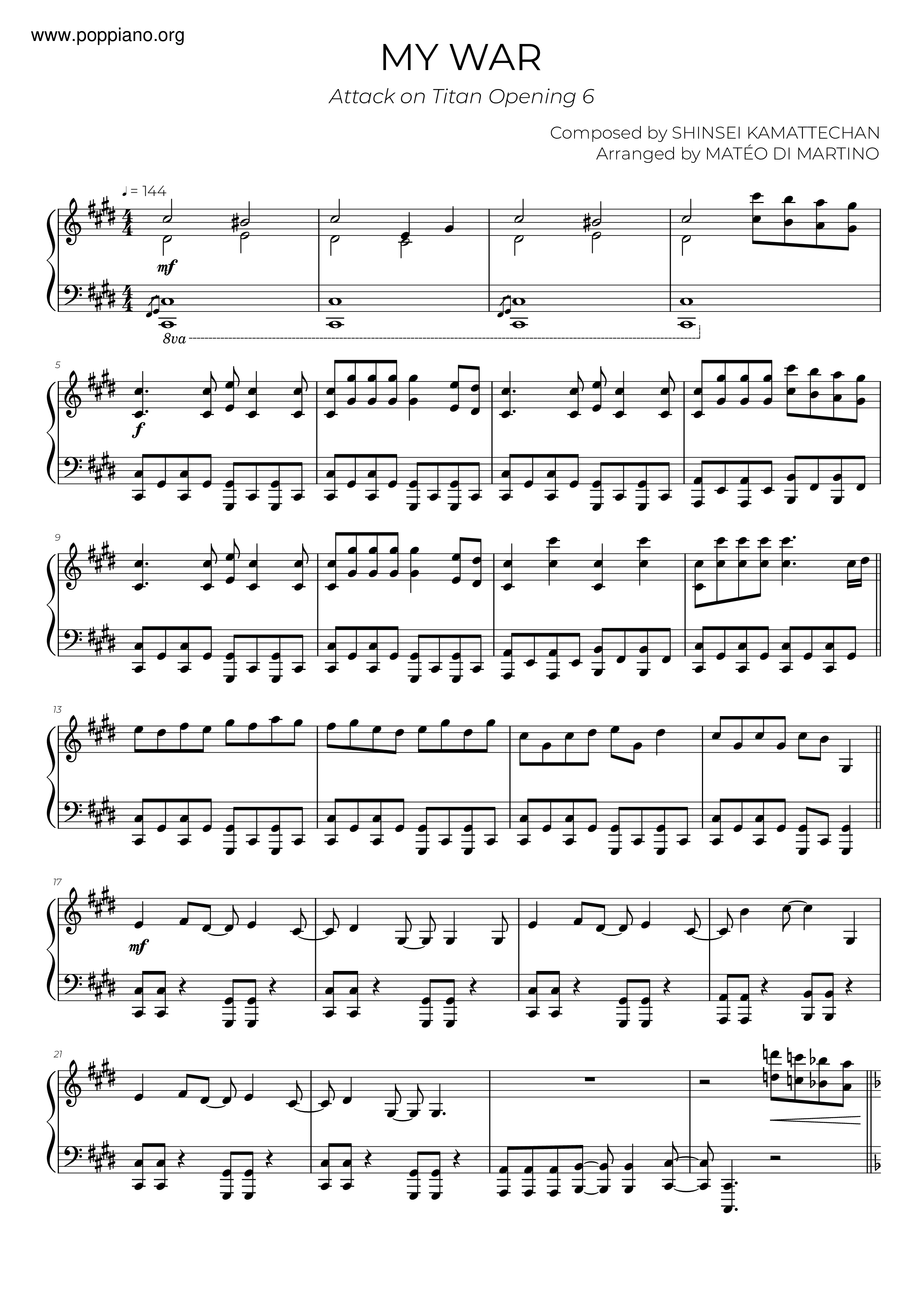 My War琴譜