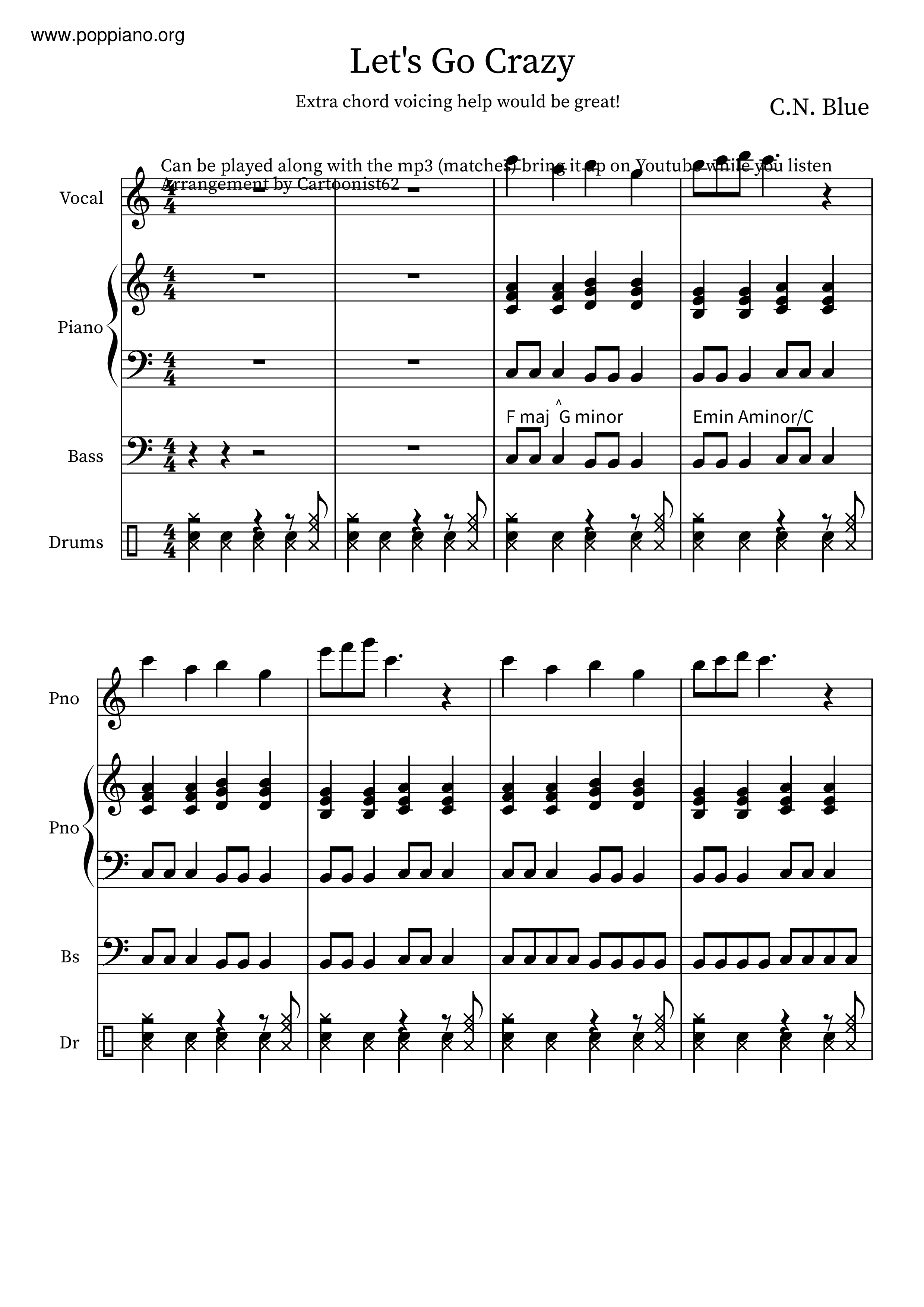 CNBLUE Let s Go Crazy Sheet Music Pdf Free Score Download 