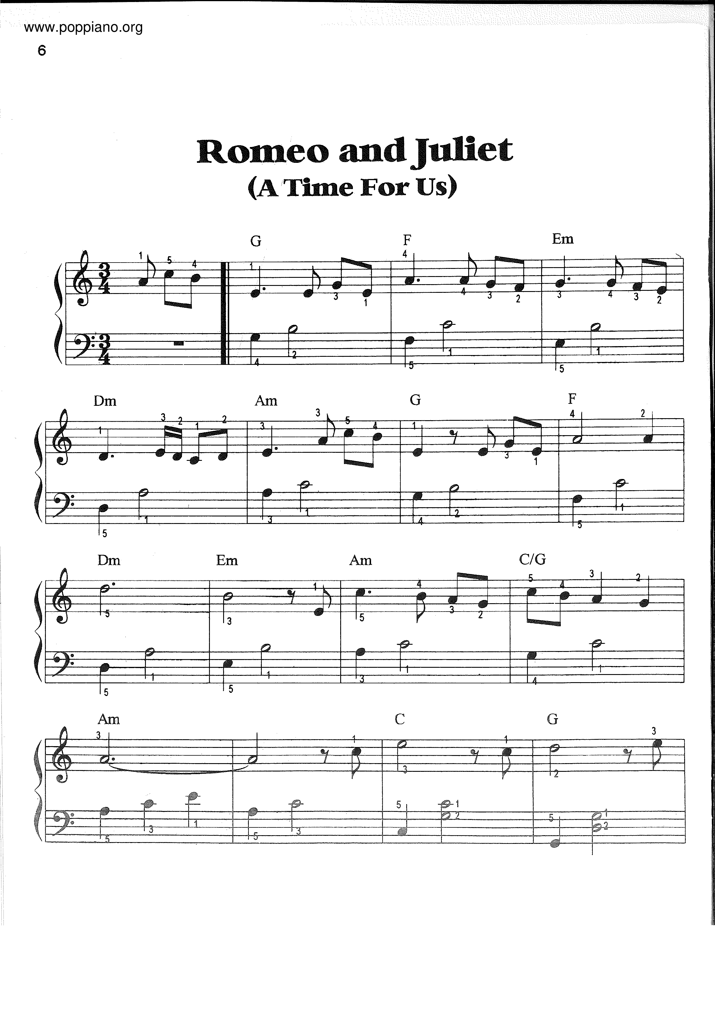 Richard Clayderman Romeo And Juliet A Time For Us Sheet Music Pdf