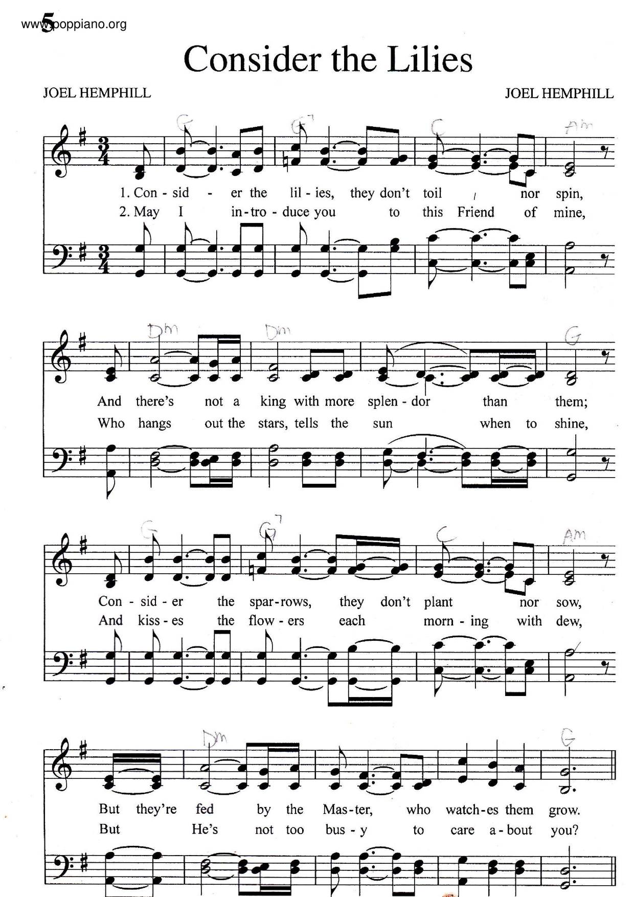 HymnConsider The Lilies Sheet Music pdf, Free Score Download ★