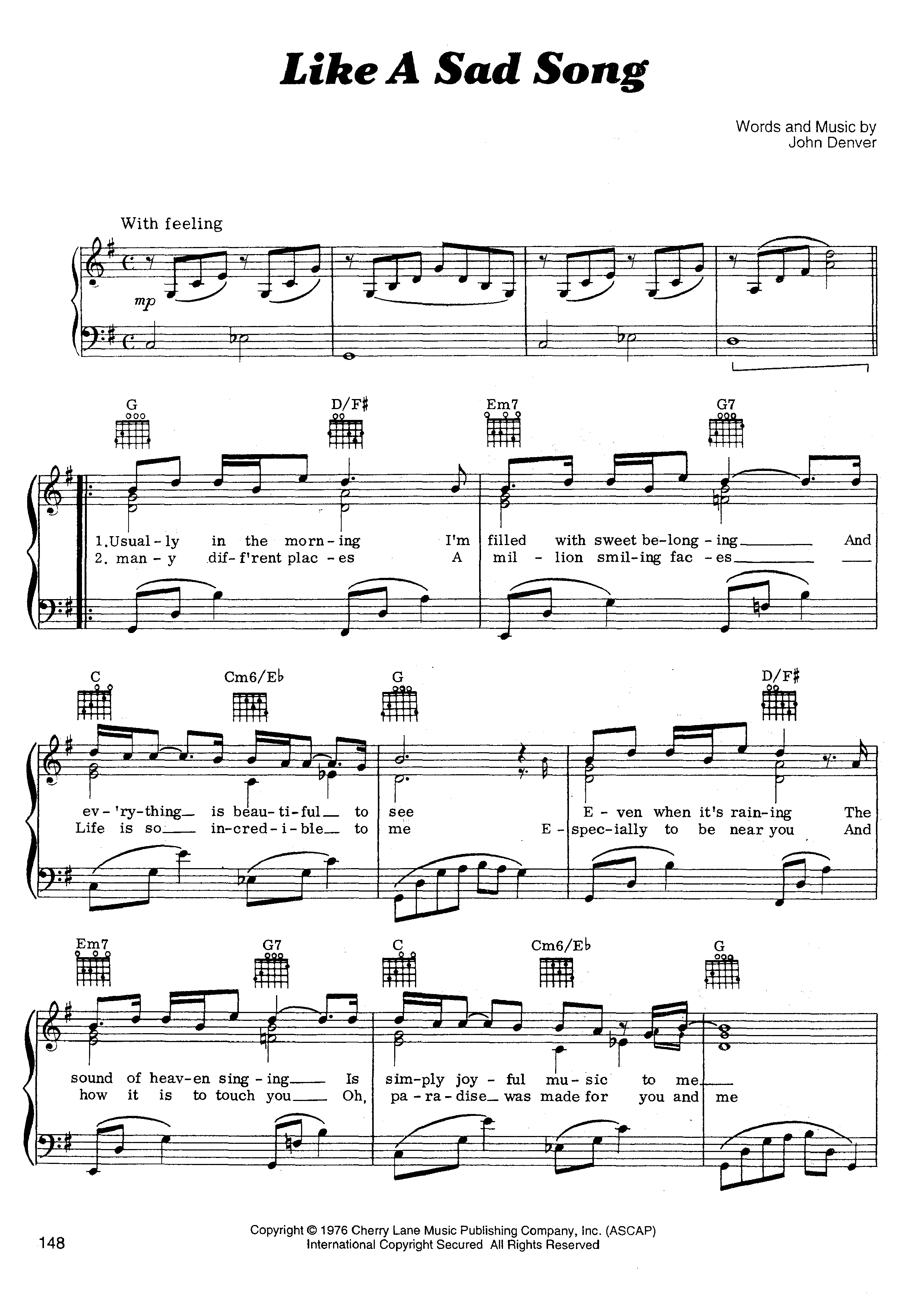 john-denver-like-a-sad-song-sheet-music-pdf-free-score-download