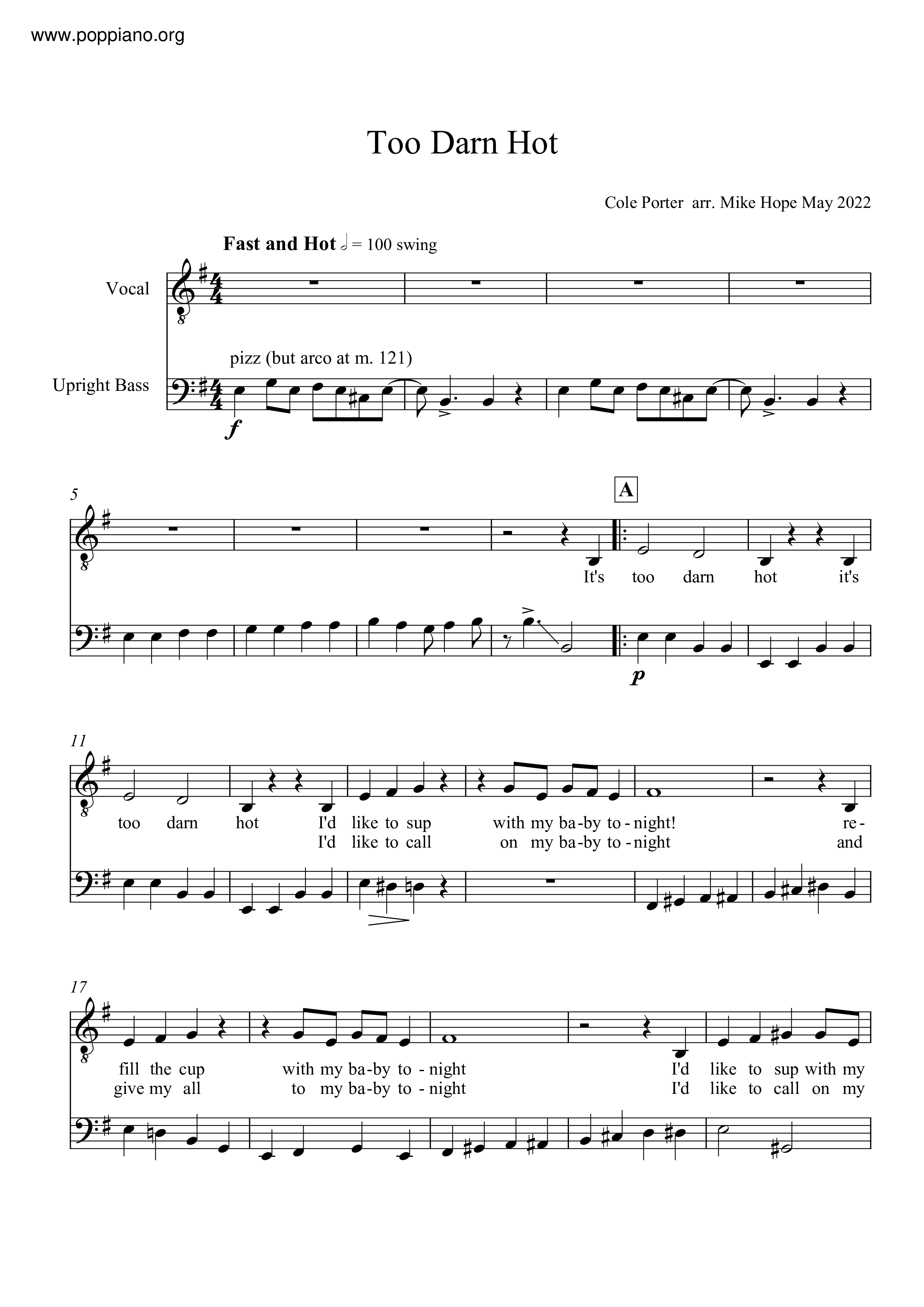 Cole Porter Too Darn Hot Sheet Music Pdf Free Score Download ★ 5485