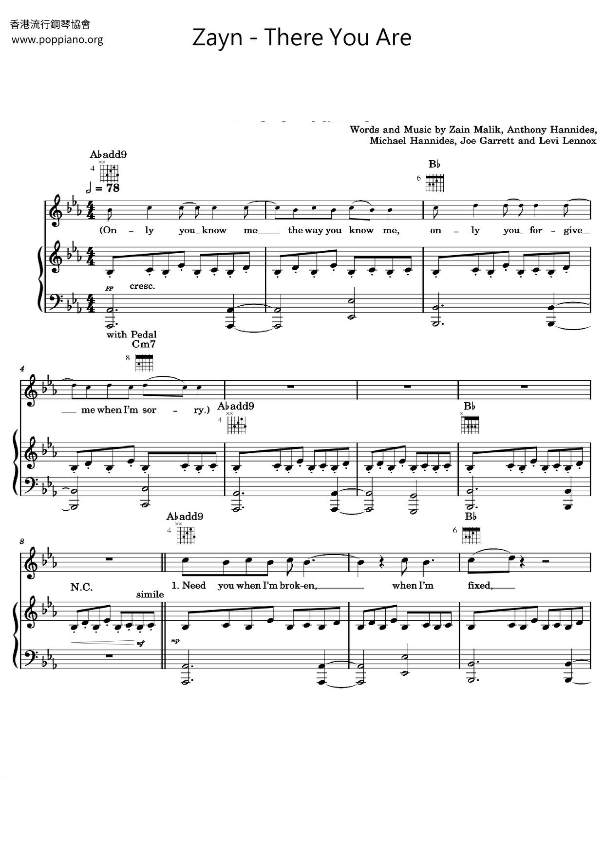 zayn-there-you-are-sheet-music-pdf-free-score-download