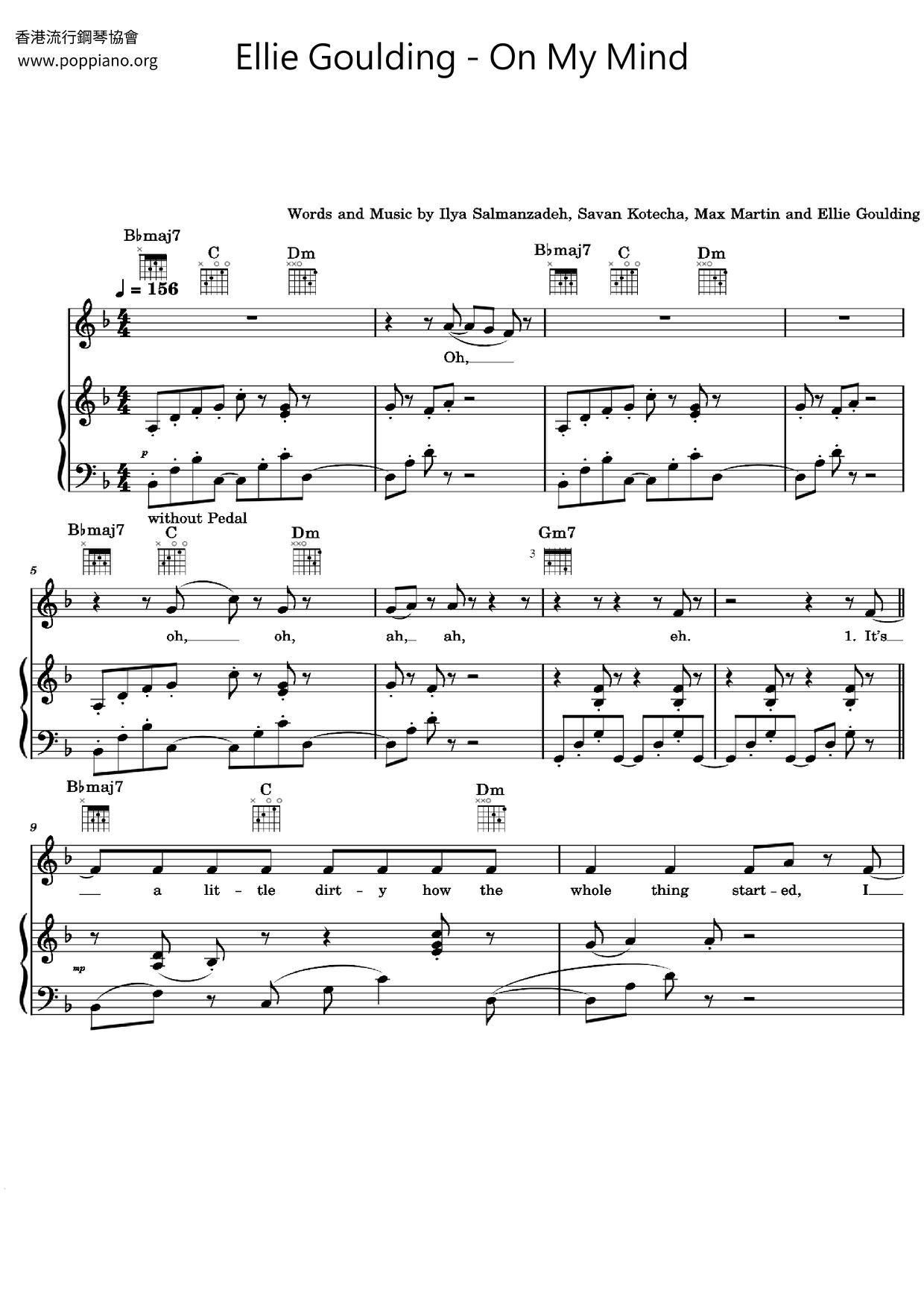 ellie-goulding-on-my-mind-sheet-music-pdf-free-score-download