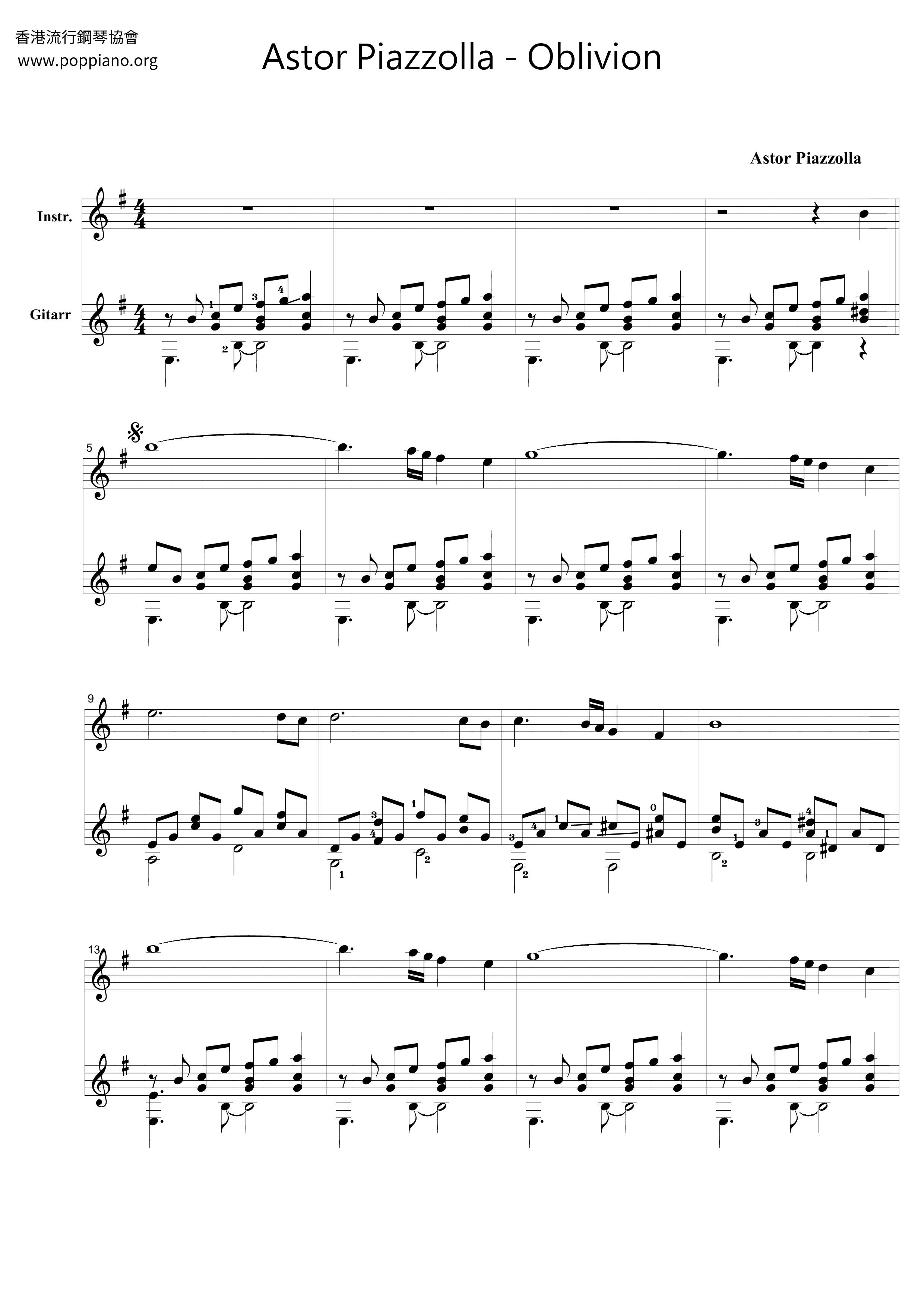 Oblivion | Sheet Music | Piano Score Free PDF Download | HK Pop Piano ...