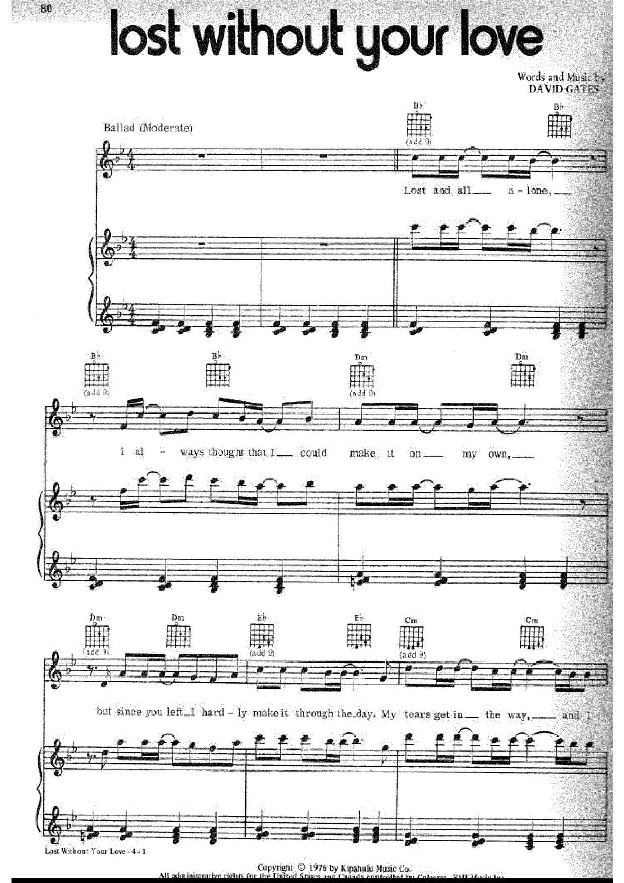 bread-lost-without-your-love-sheet-music-pdf-free-score-download