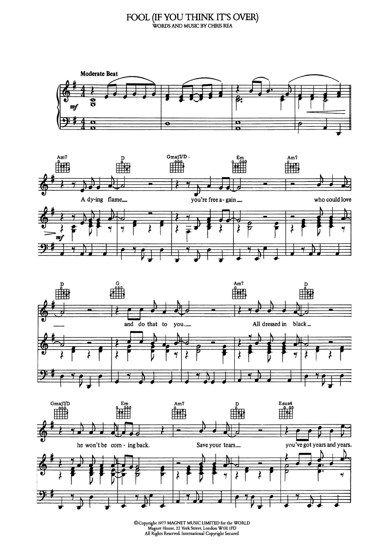 chris-rea-fool-if-you-think-it-s-over-sheet-music-pdf-free-score