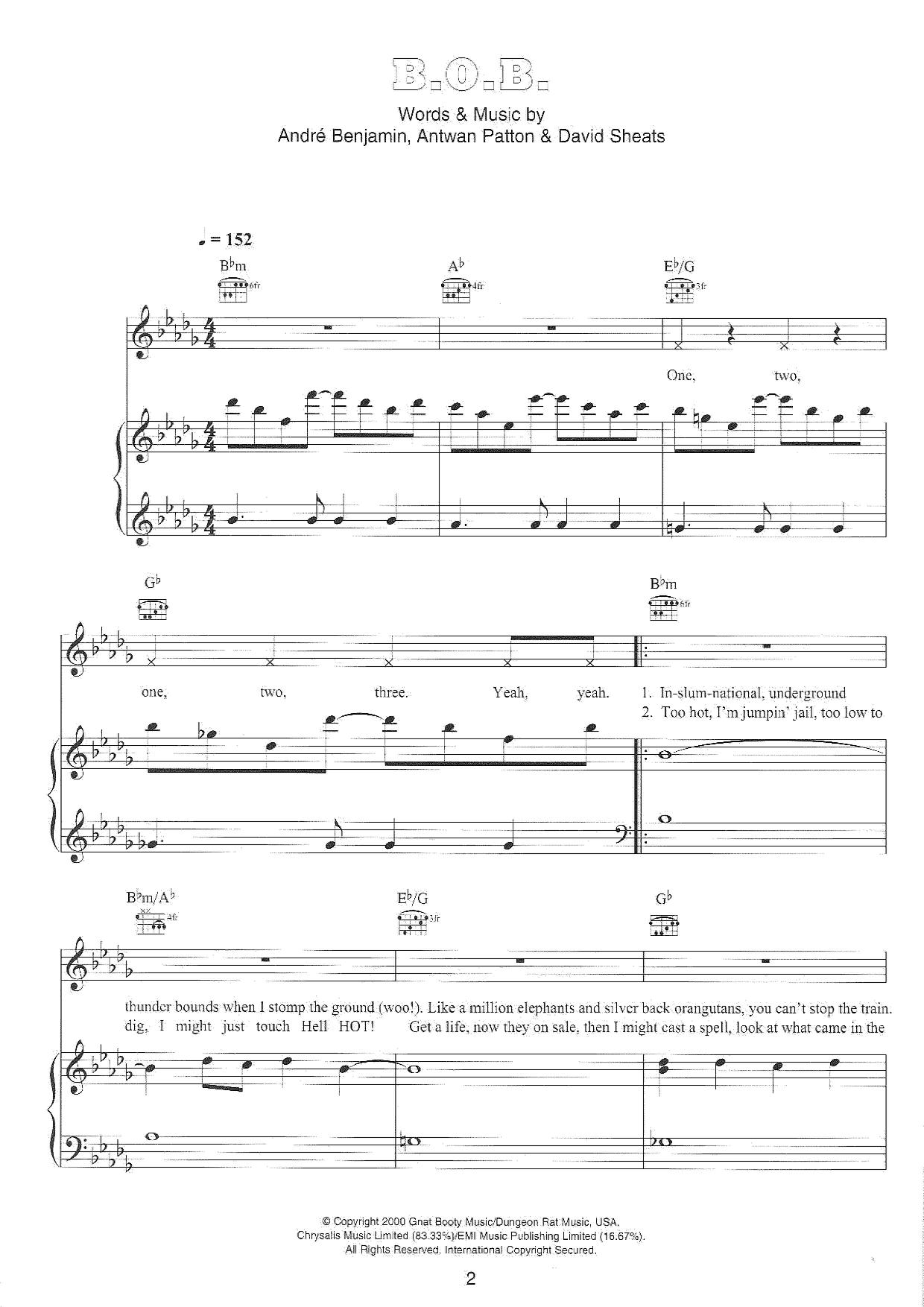 Outkast-B.o.b. - Bombs Over Baghdad Sheet Music Pdf, - Free Score ...