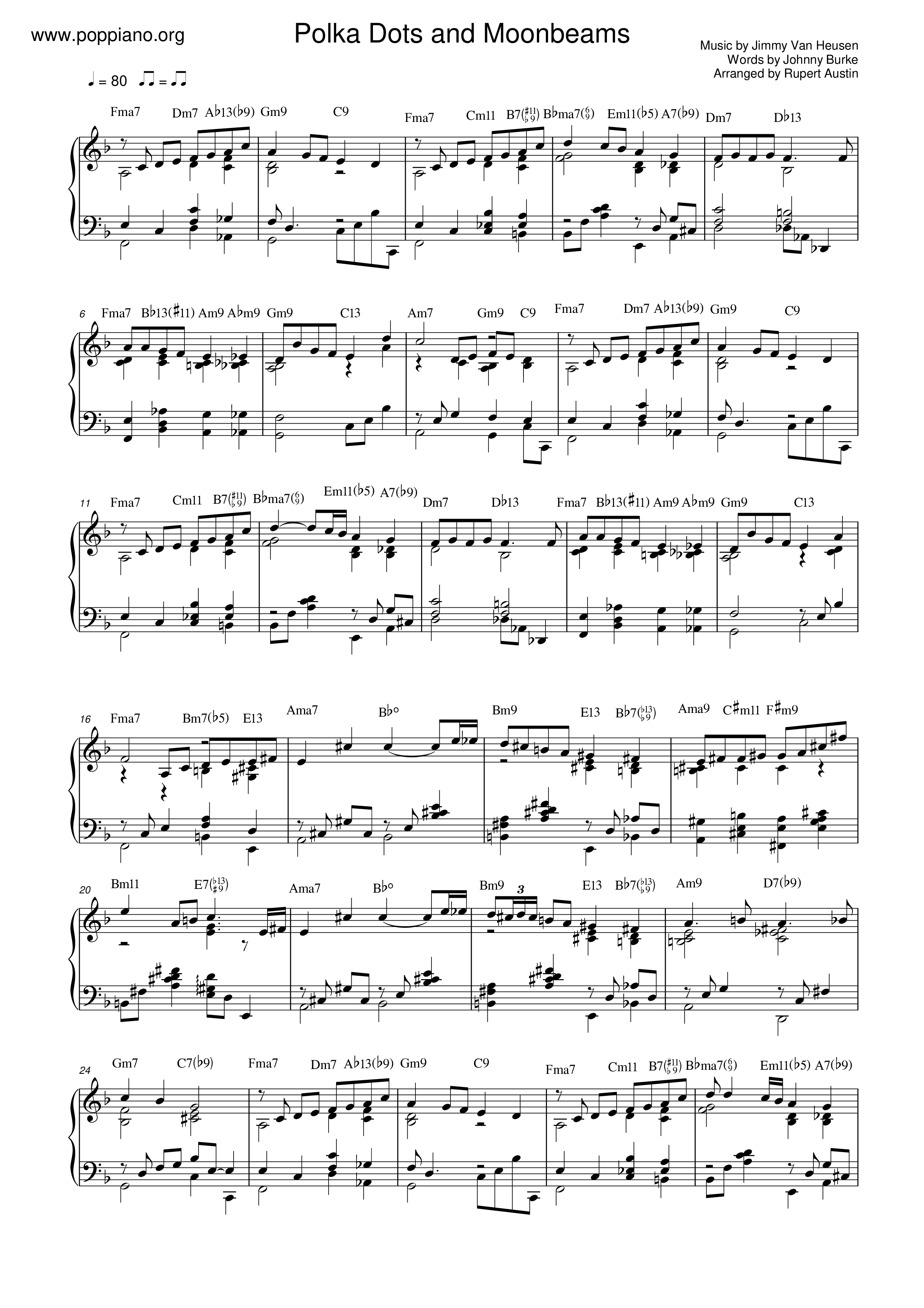 Movie Soundtrack Polka Dots And Moonbeams Sheet Music Pdf Free Score Download