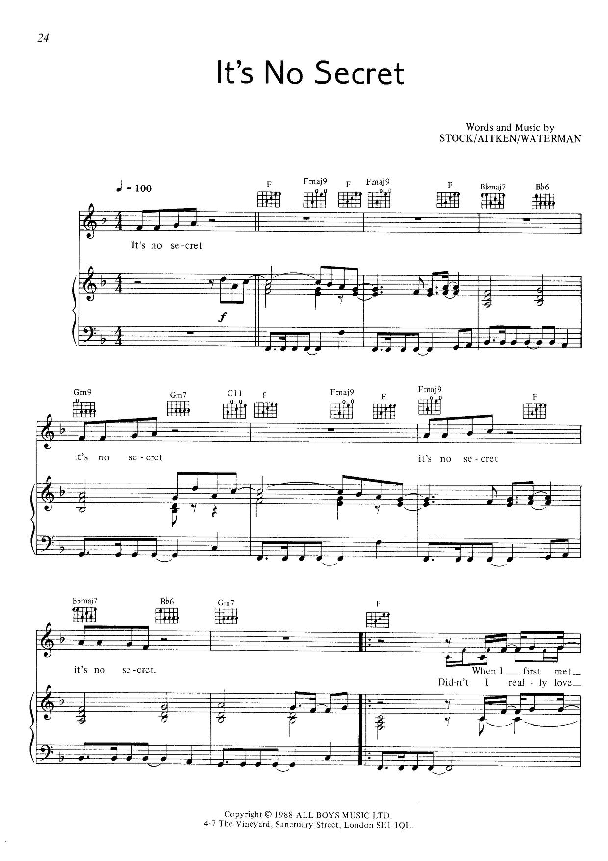 Kylie Minogue Its No Secret Sheet Music Pdf Free Score Download ★ 