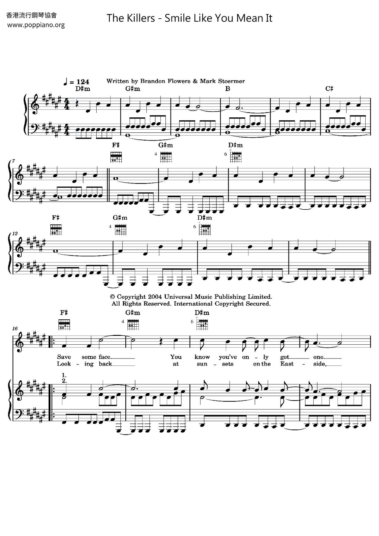 the-killers-smile-like-you-mean-it-sheet-music-pdf-free-score-download