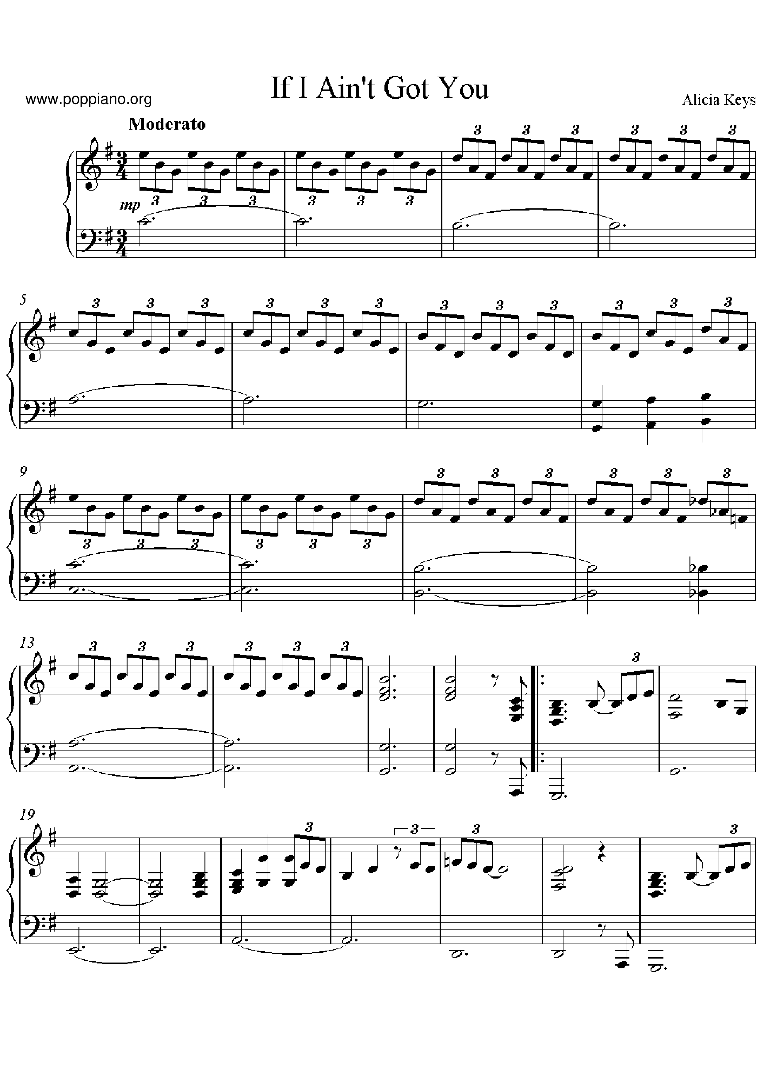 Alicia Keys Christina Aguilera If I Aint Got You Sheet Music Pdf Free Score Download ★