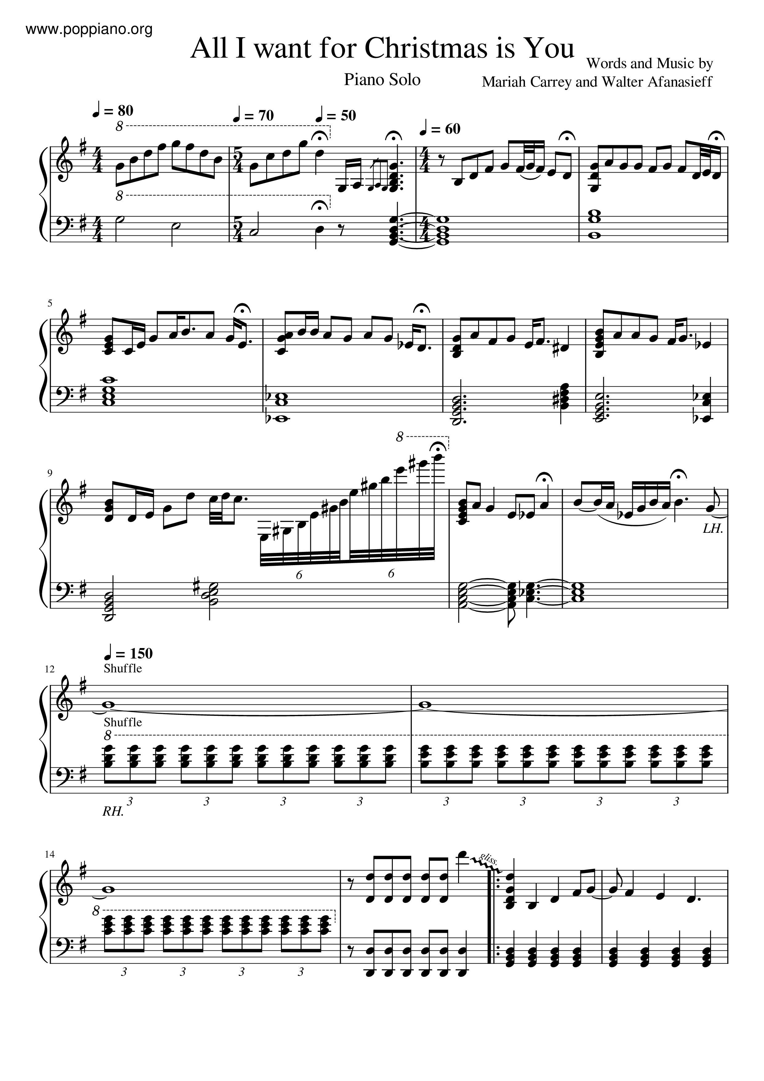 Mariah Carey All I Want For Christmas Is You Sheet Music Pdf 恋人たちのクリスマス 楽譜 Free Score Download