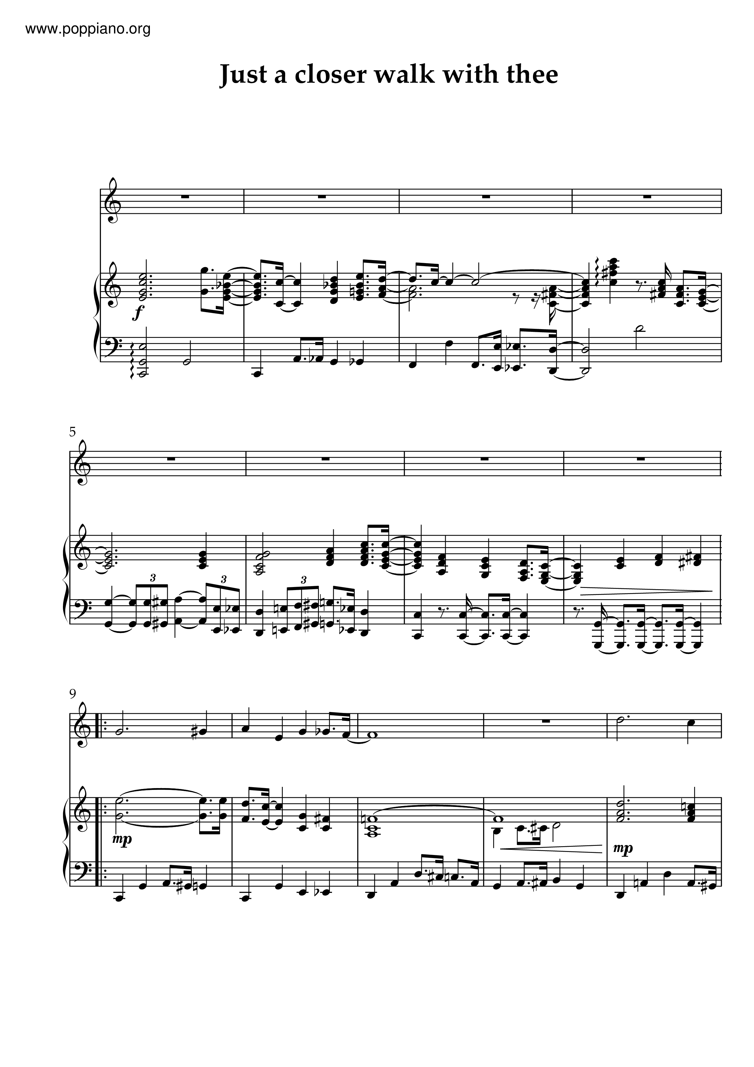 Hymn Just A Closer Walk With Thee Sheet Music Pdf Free Score Download ★