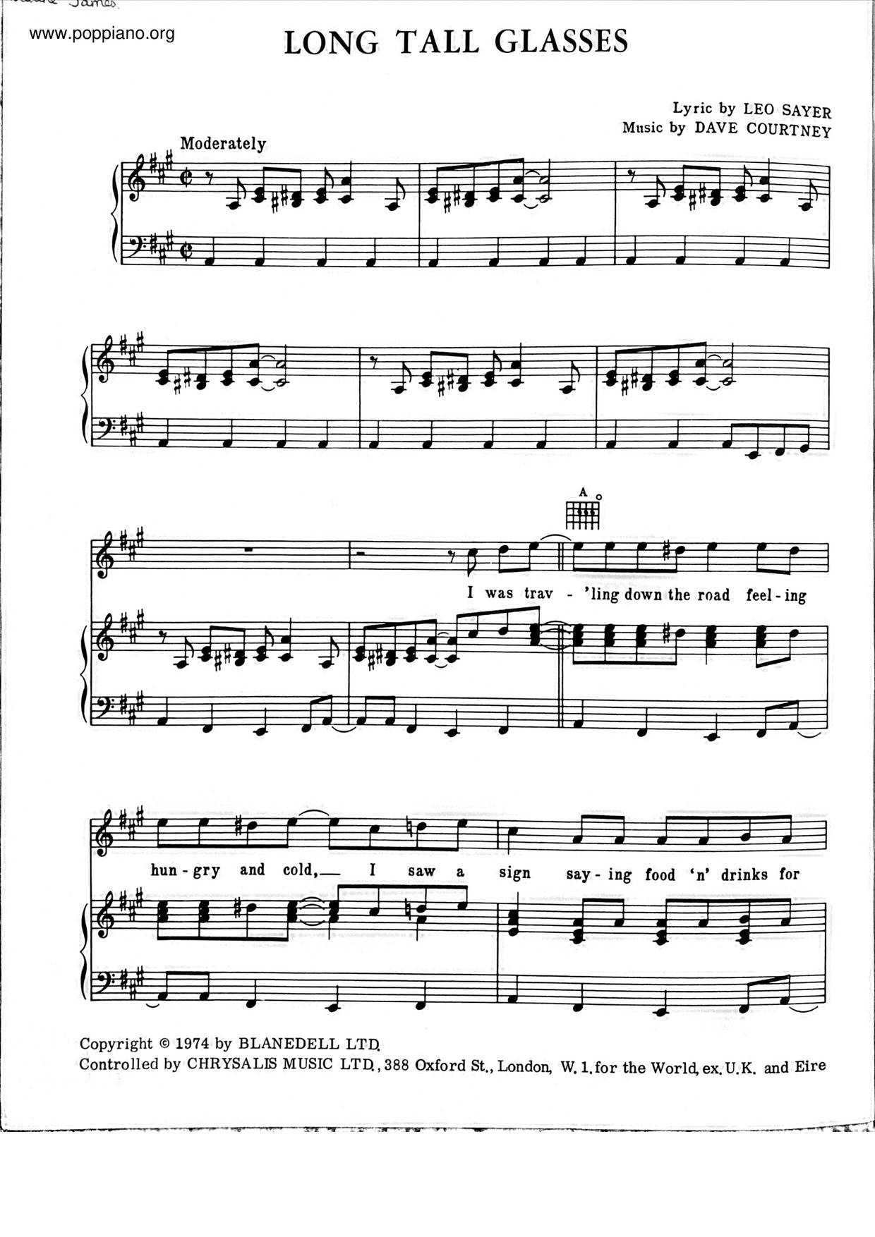 leo-sayer-long-tall-glasses-sheet-music-pdf-free-score-download